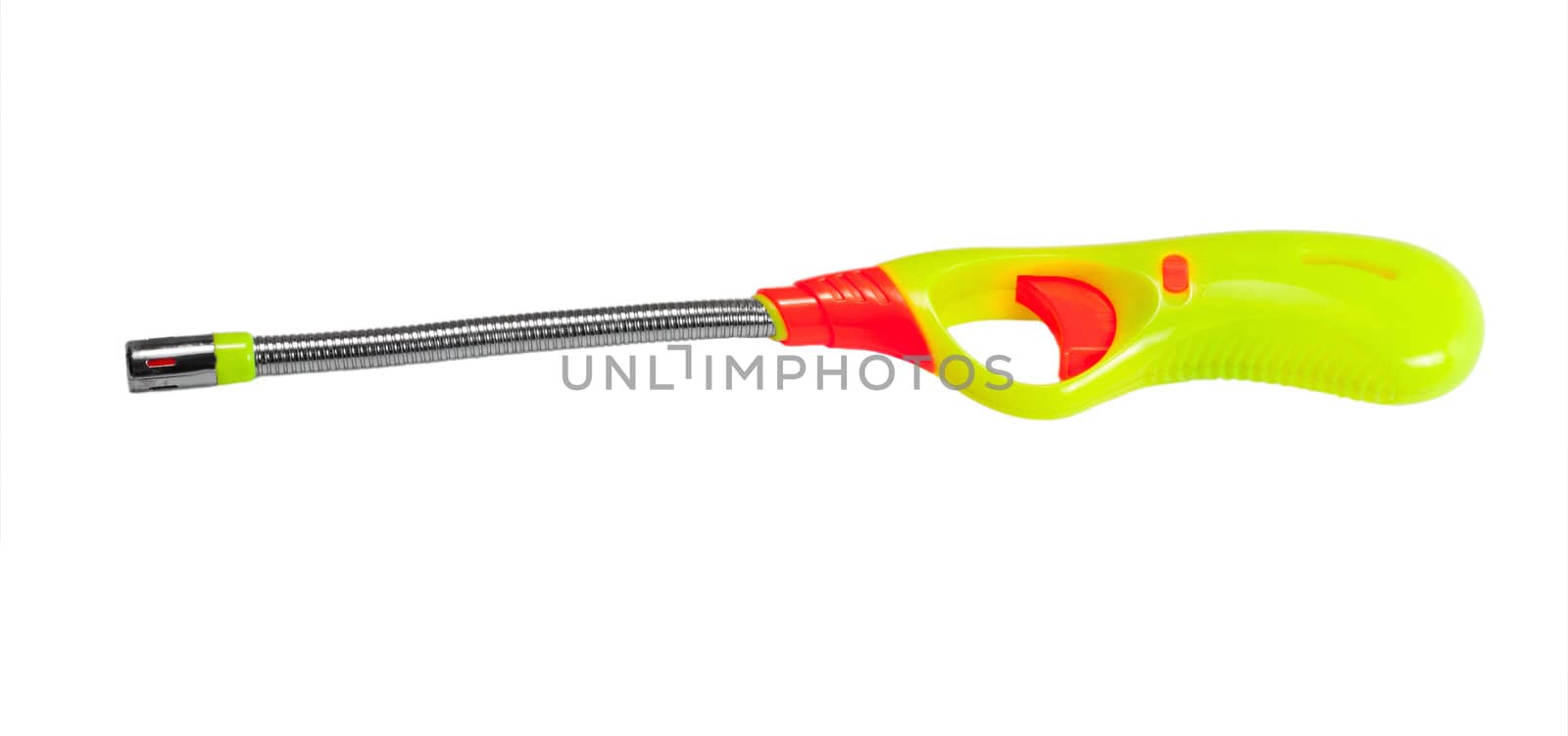 Hand holds grill gas lighter isolated on white background