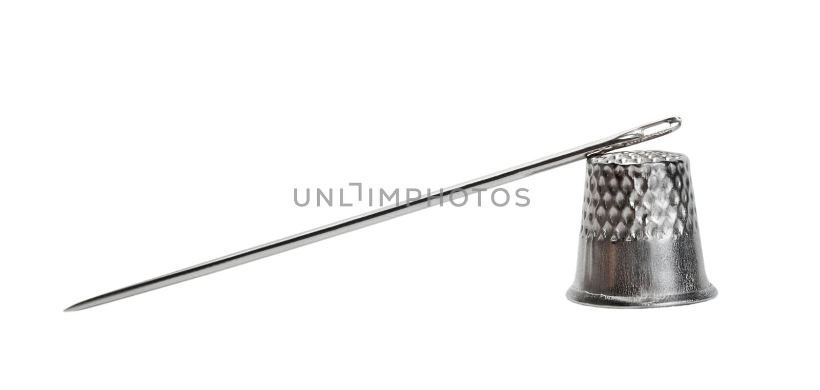 needle thimble silver isolated on white background