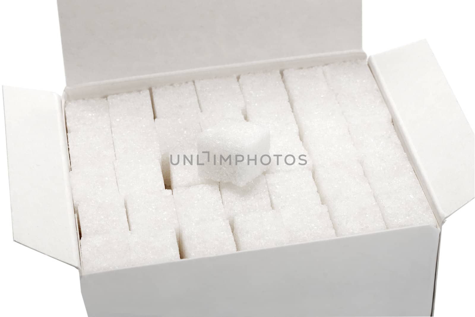 cube sugar in box Isolated on white background