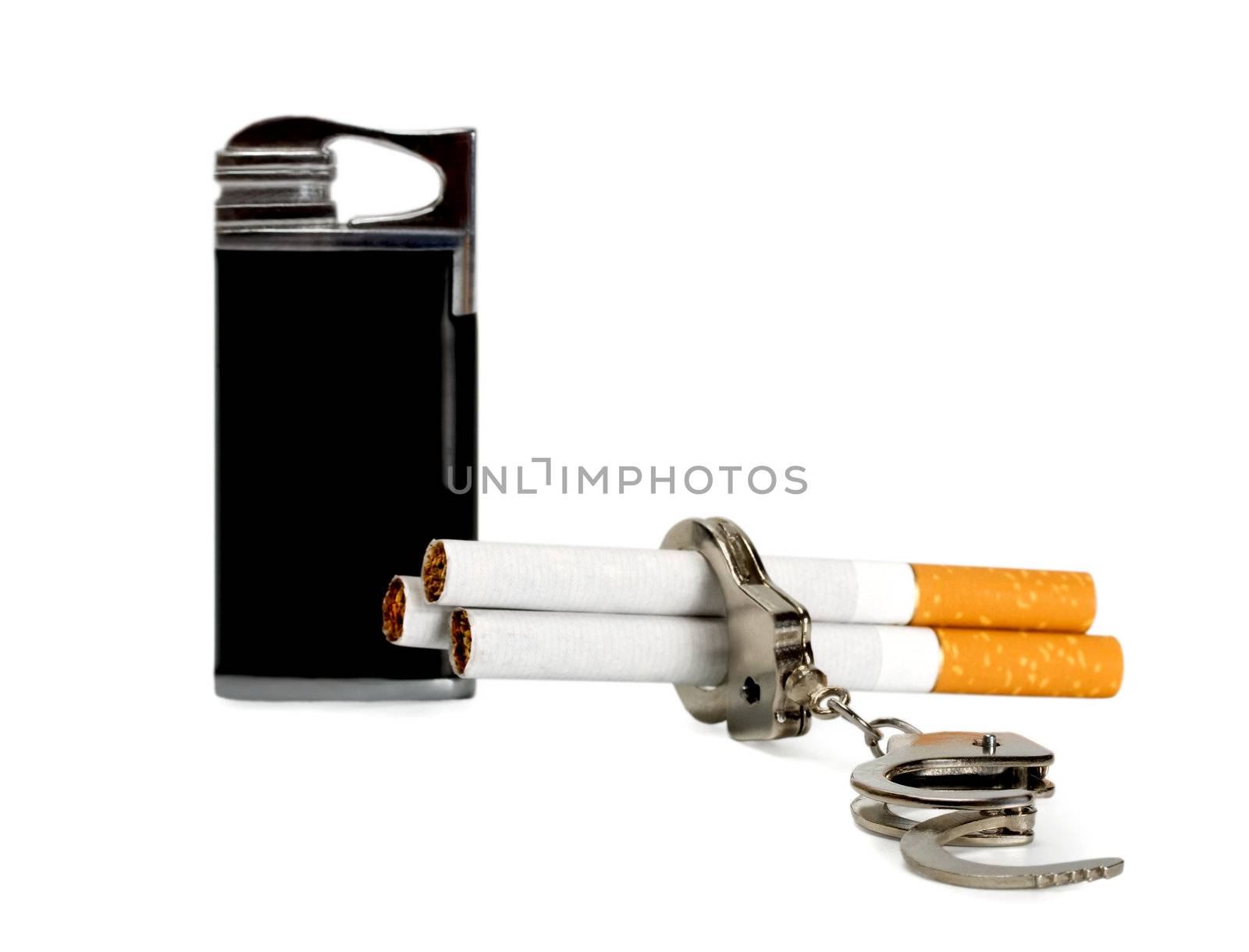 cigarette-lighter and Cigarette - addiction isolated on white background