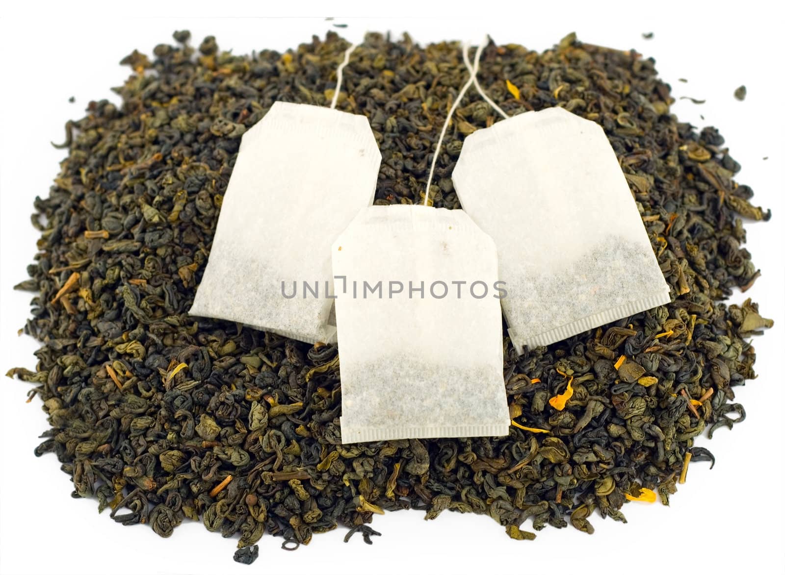 tea bag isolated on white background