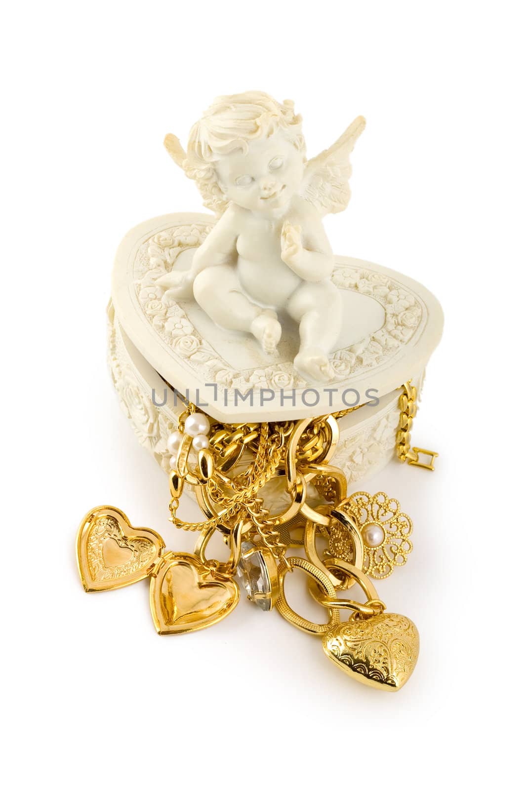 decorative angel gold isolated on white background.