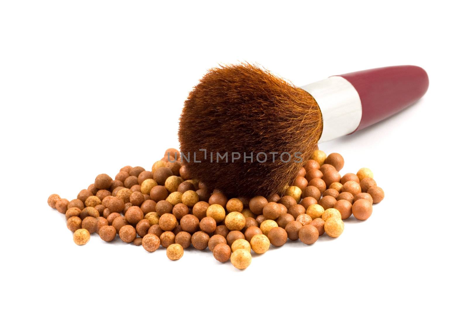 Powder and brush isolated on white background