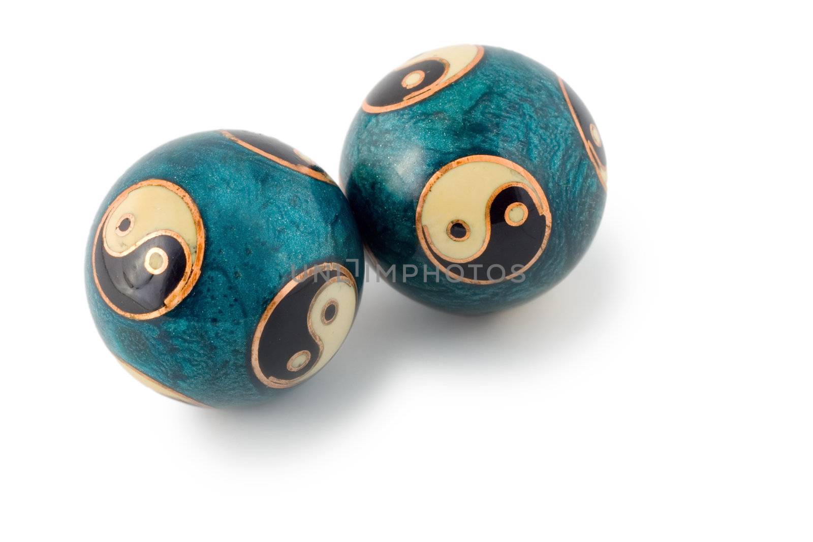 Chinese balls for relaxation isolated on white background.