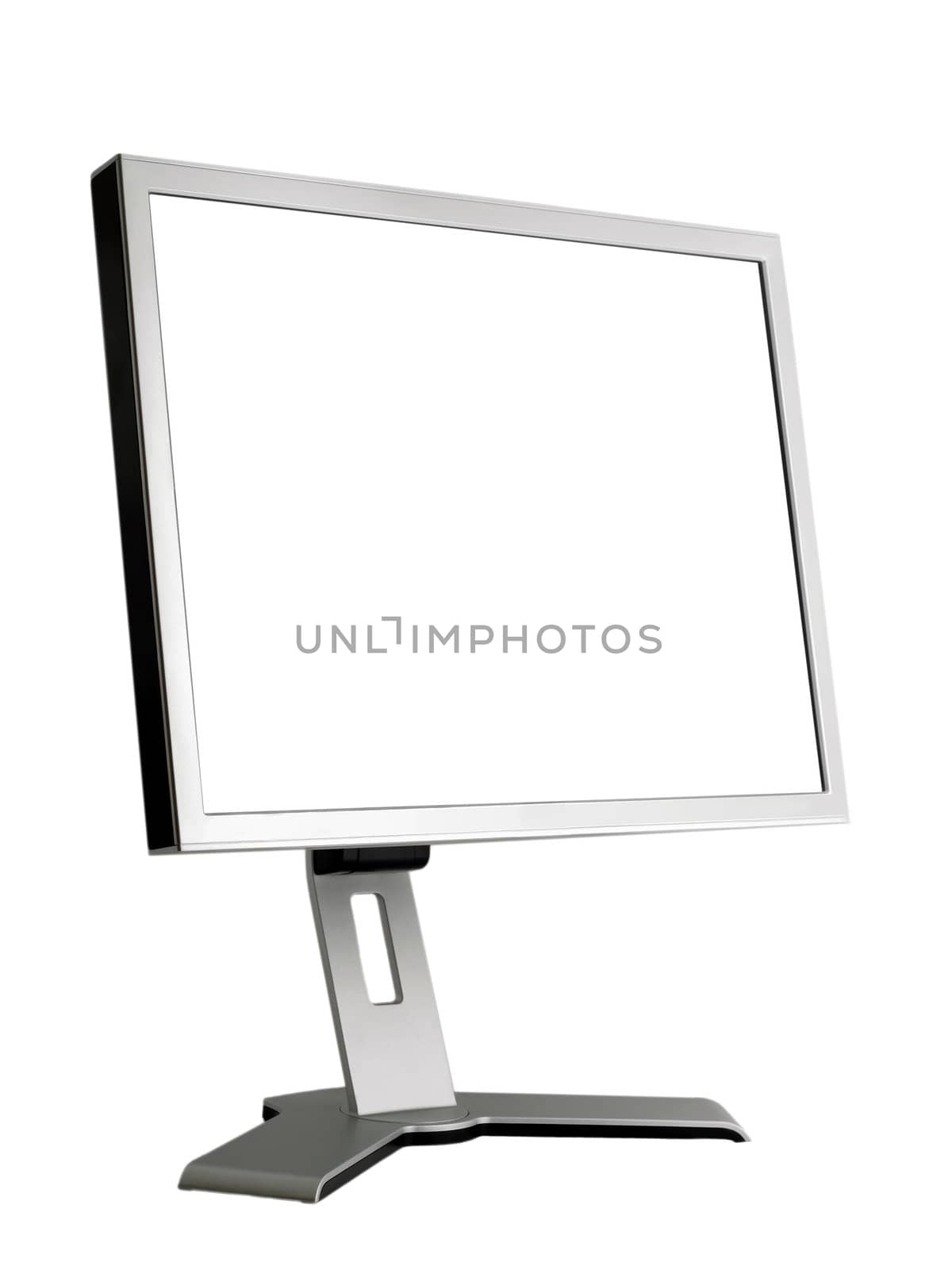 Computer monitor in white over isolated on white background