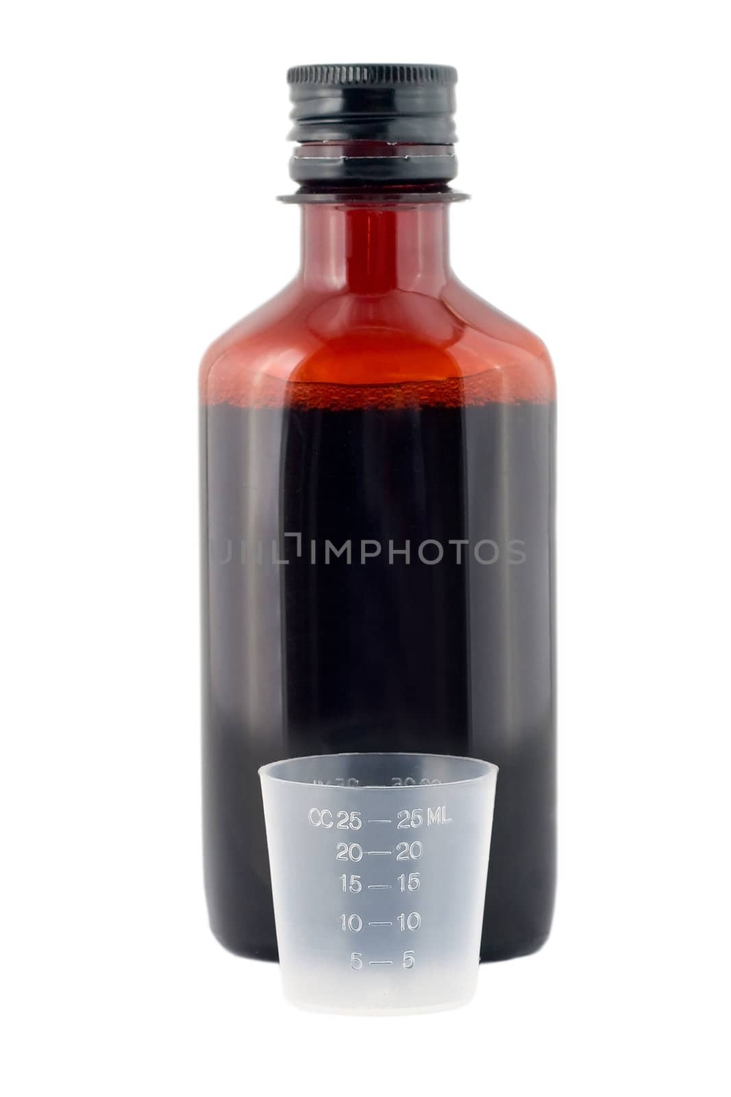 Medical bottle mixture isolated on white background.