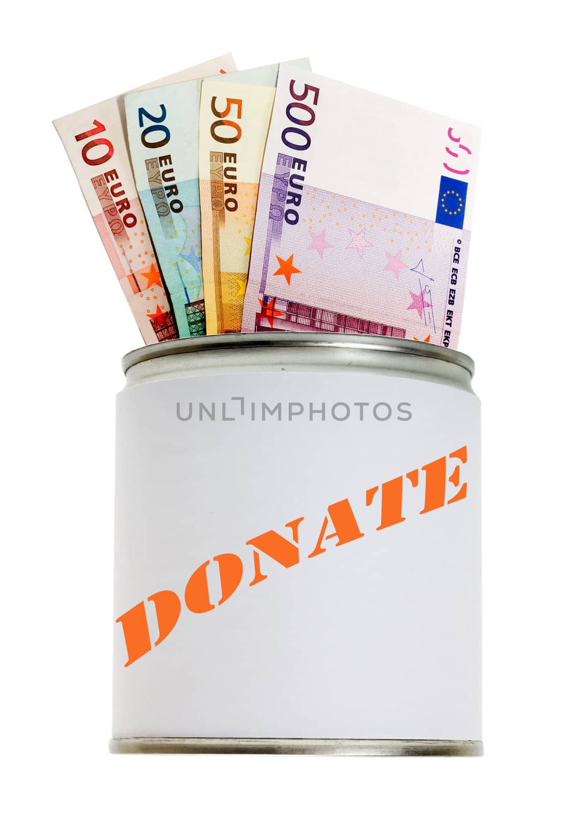 Box Donation euro money isolated on white