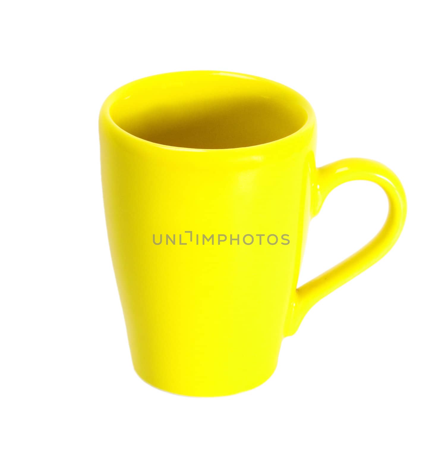 cup mug yellow isolated on white background