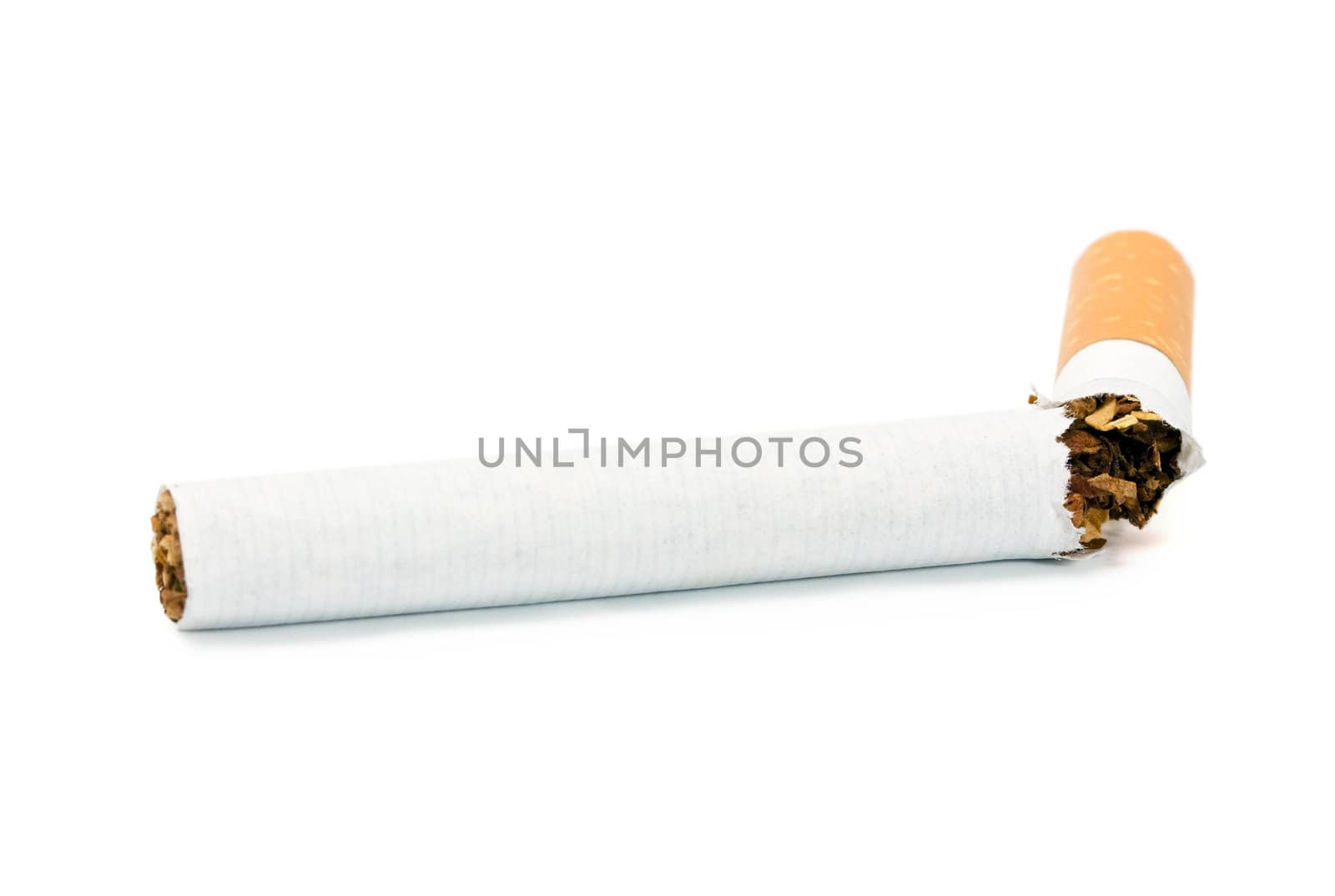 concept cigarette broken stop isolated on white background