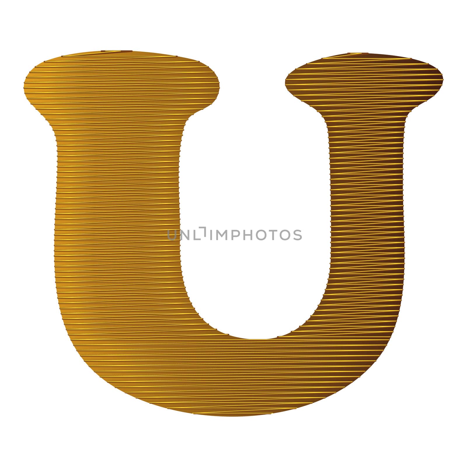 Letter in gold metal texture and isolated of background