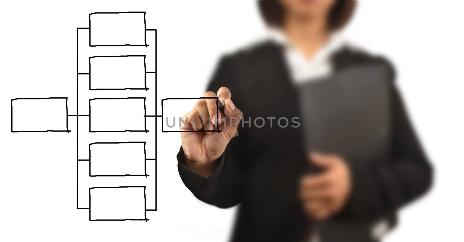 working women write a business diagram