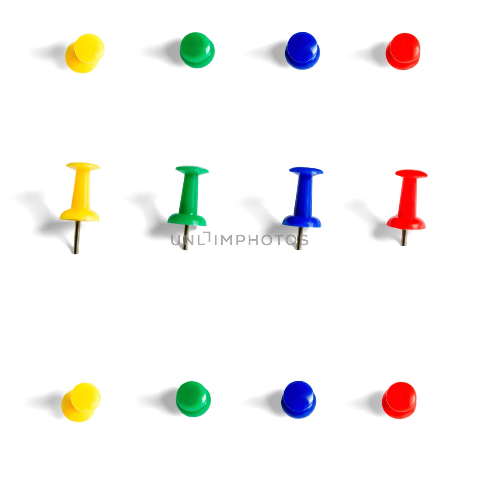 push pins collection objects isolated on white background