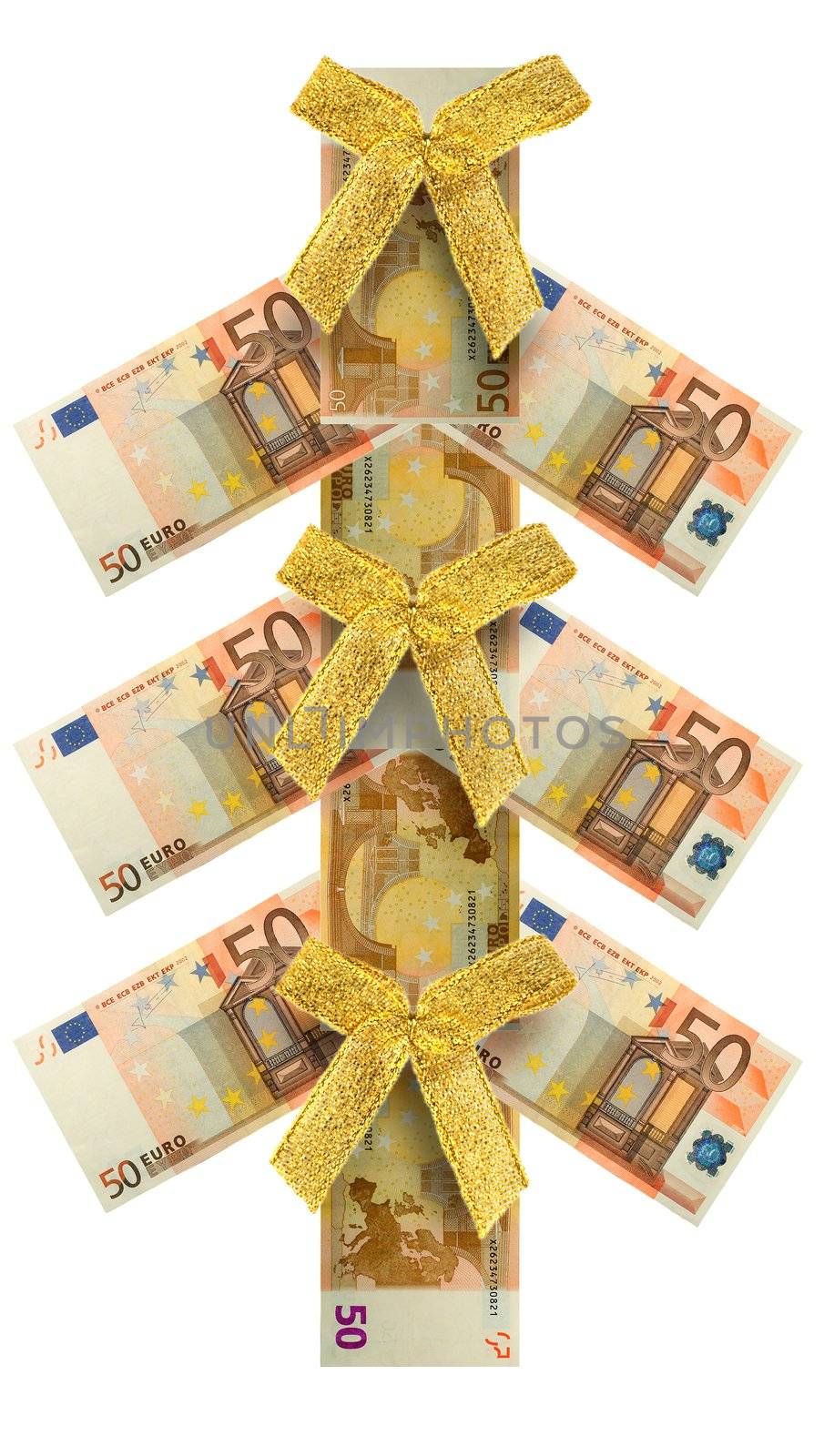 tree made of euro money isolated on white background