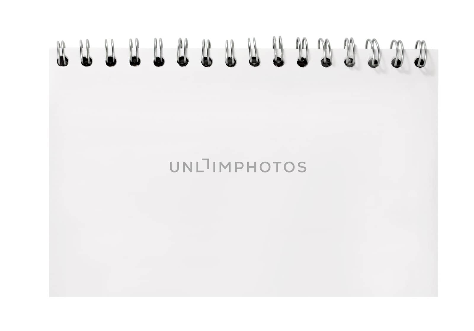 blank notebook sheet spiral note pad isolated on white