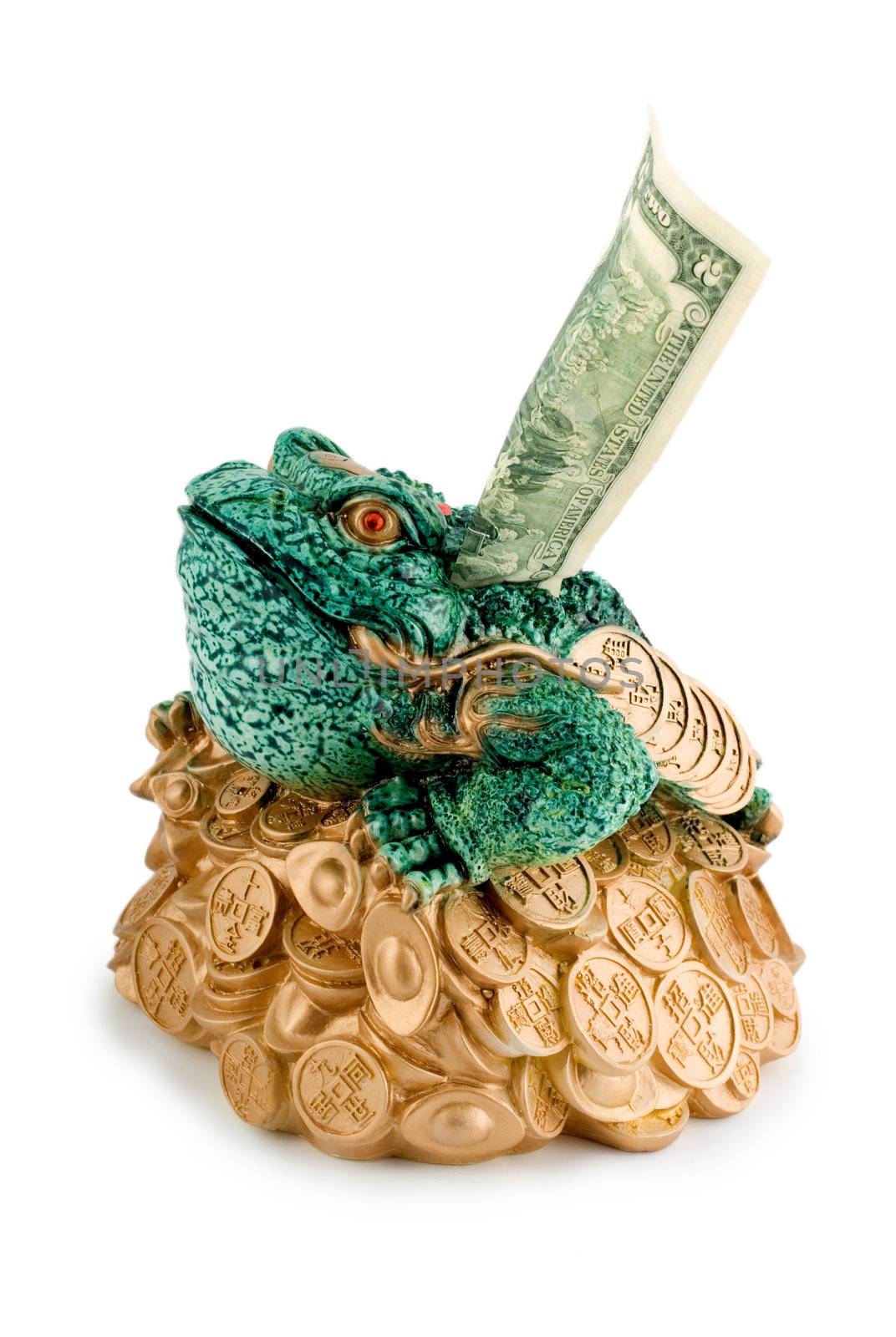 piggy bank from ceramics frog of currency
