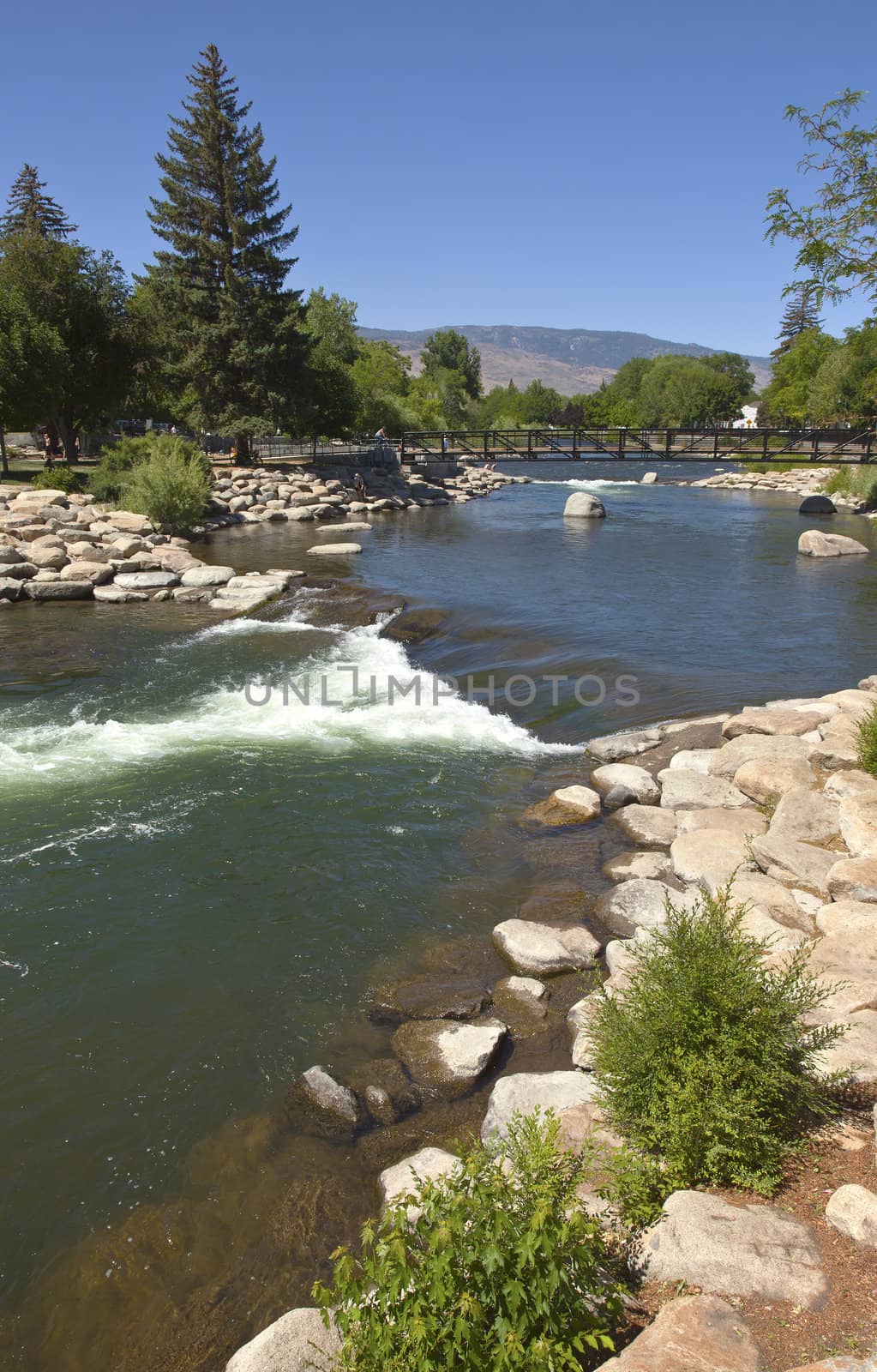 Riverflow rocks and surroundings in downtown Reno NV.
