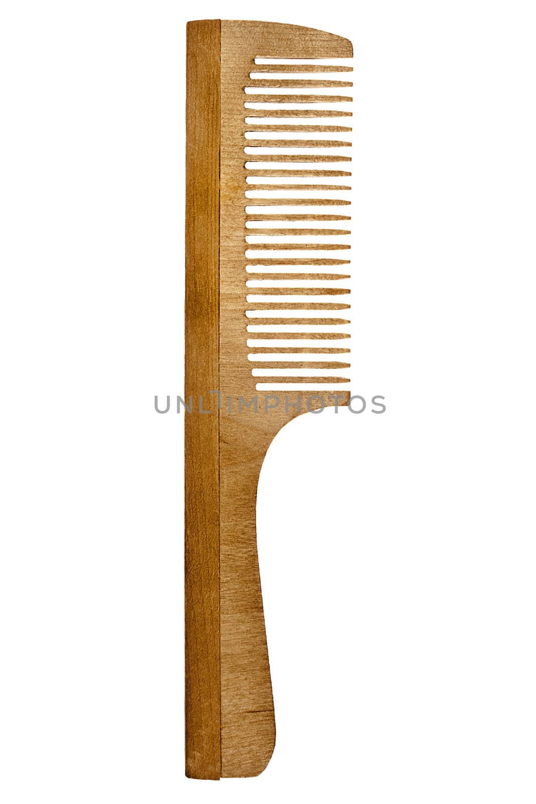 Wooden hairbrush isolated on a white background.