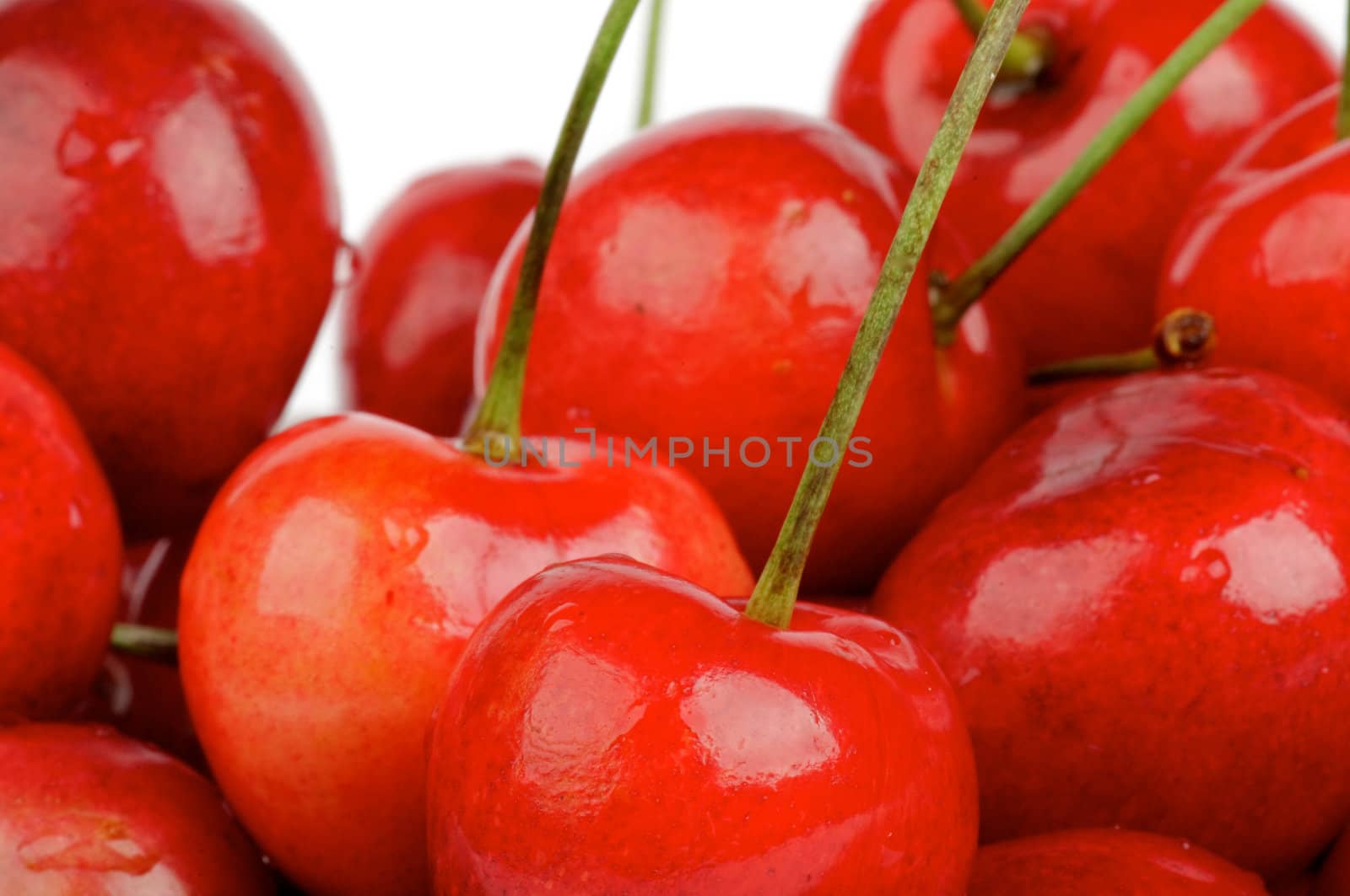 Fresh Ripe Cherry Closeup by zhekos
