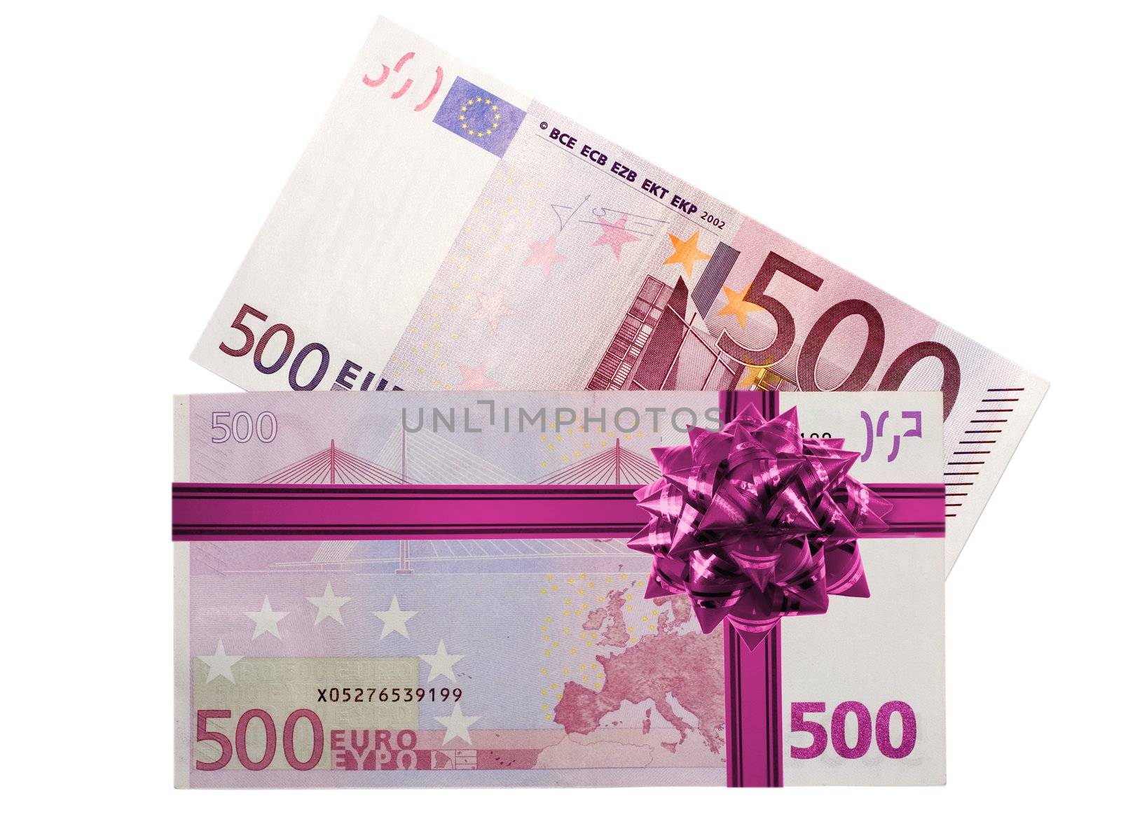 gift box made from american 500 euro banknote and 500 euros banknote back
