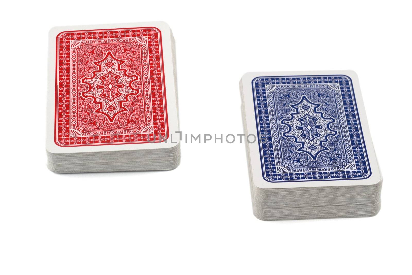 Deck of playing cards isolated on white background