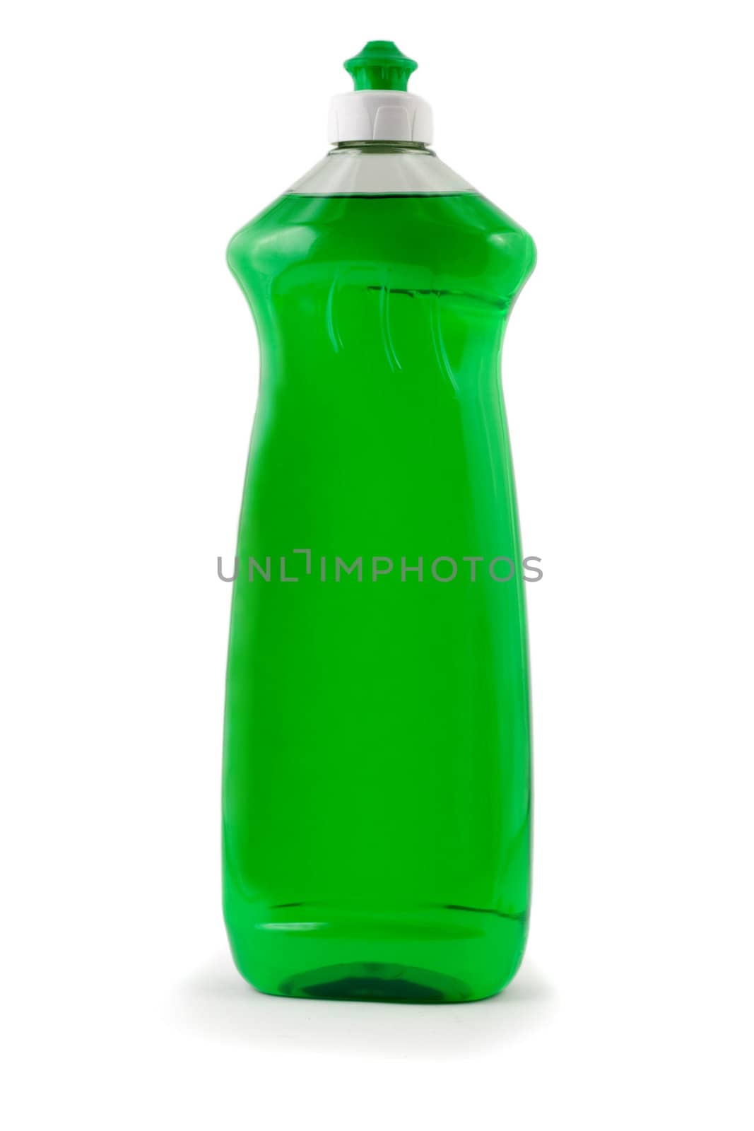 bottle plastic green isolated on white background