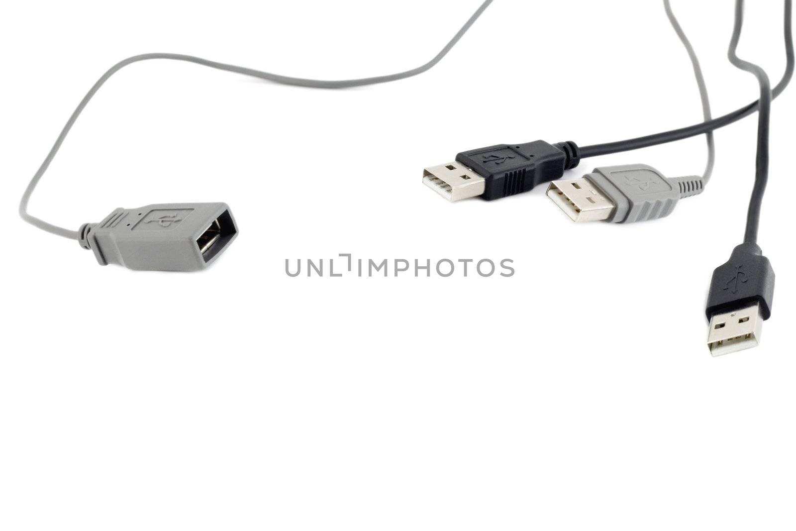 usb cable close-up isolated on white background