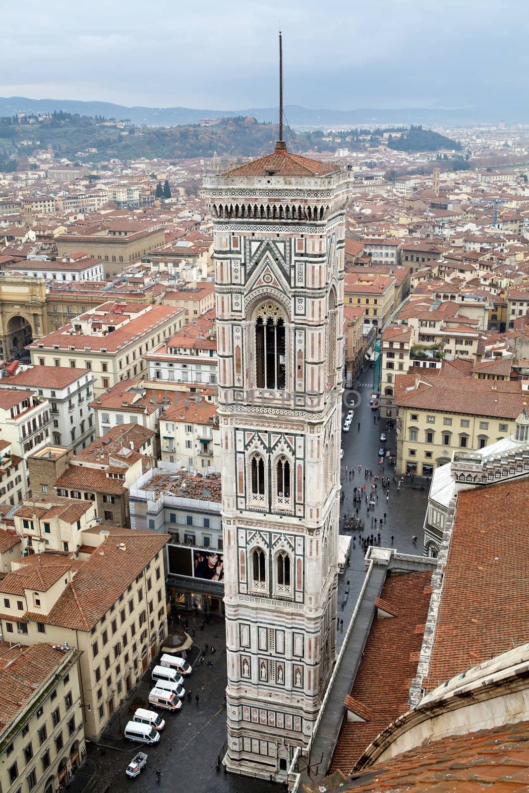Florence, Italy: Giotto's Tower and Florence town view from the Cathedral Dome
