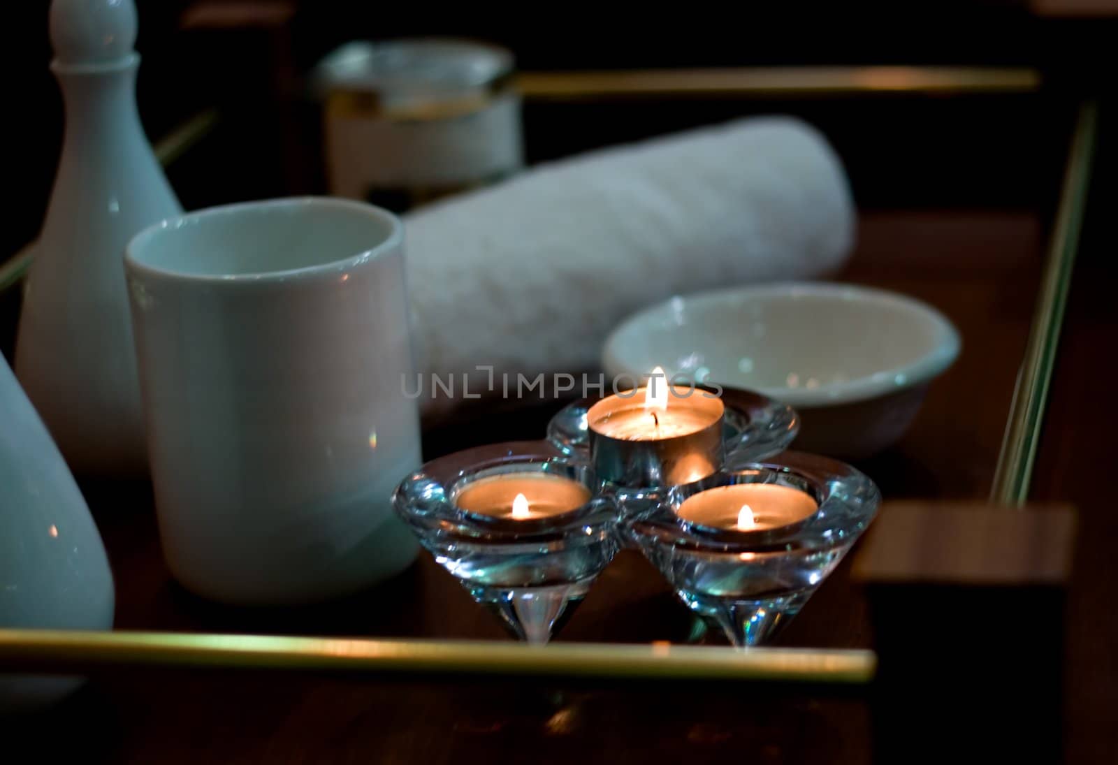 spa salon products body-care in candlelight