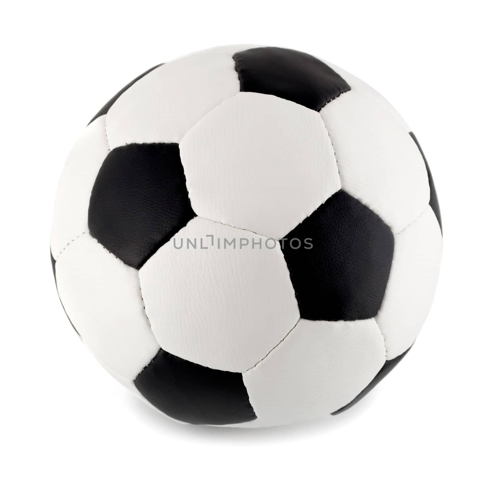 soccer ball leather,close-up isolated on white background