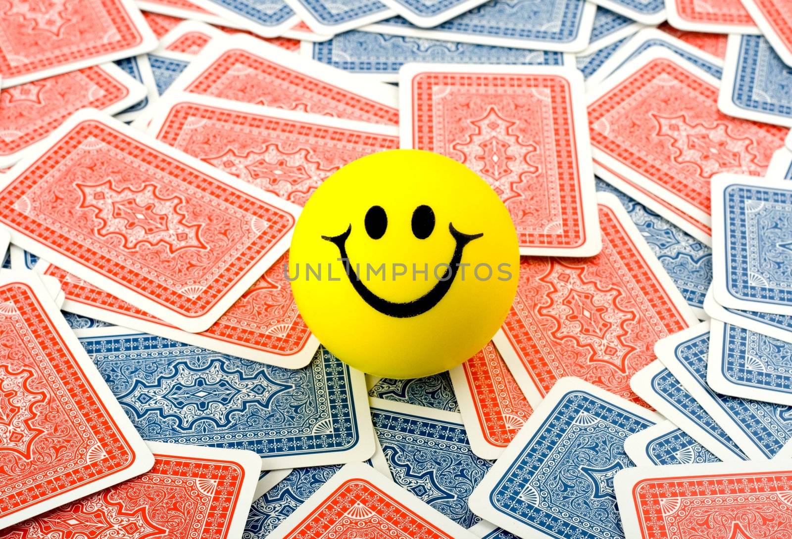 smile in red and blue cards background