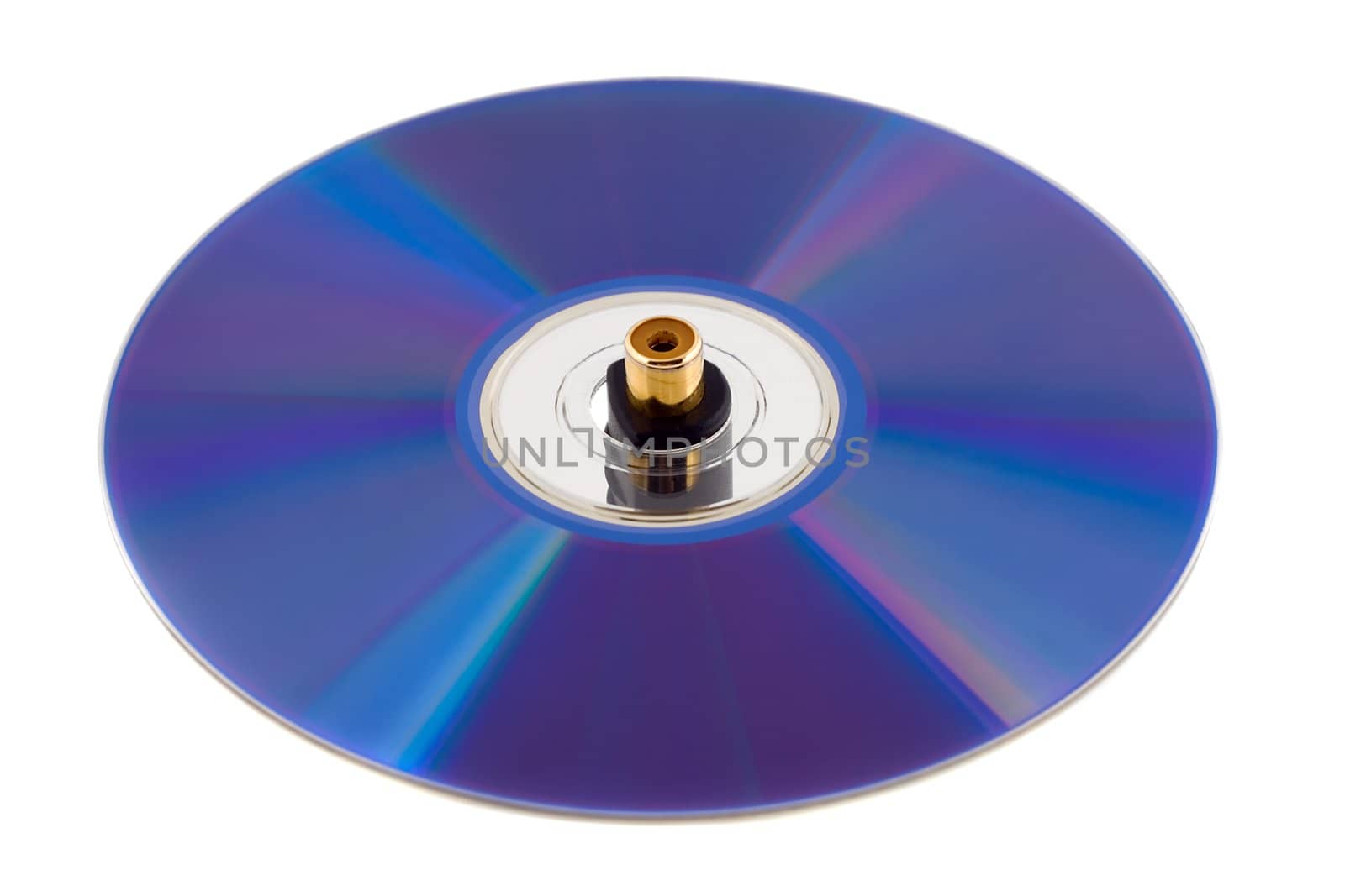 music compact disk with jackplug isolated on white background