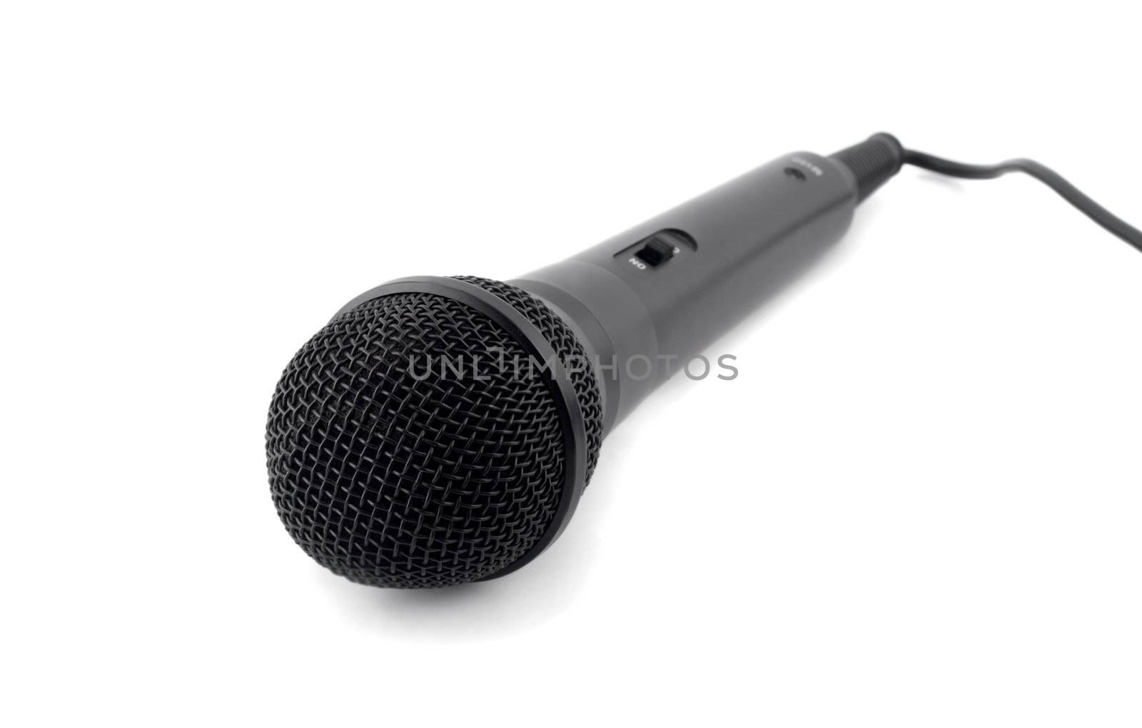 microphone close-up,isolated on white background.