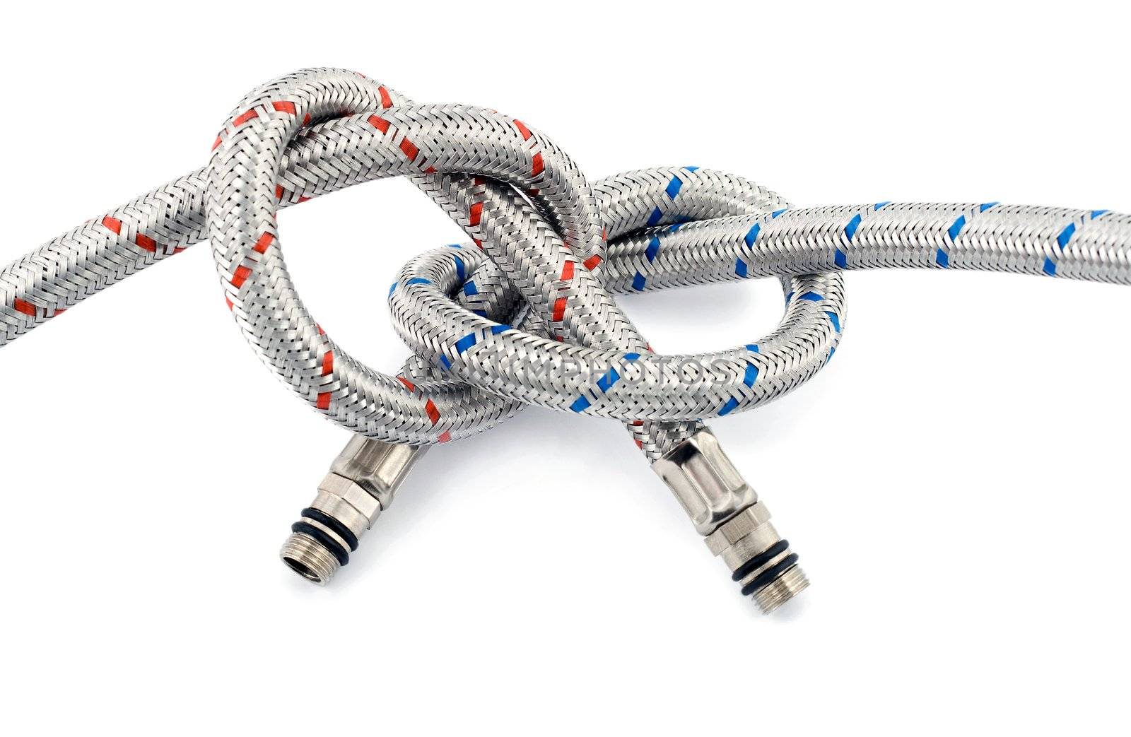 Metallic hose isolated on white