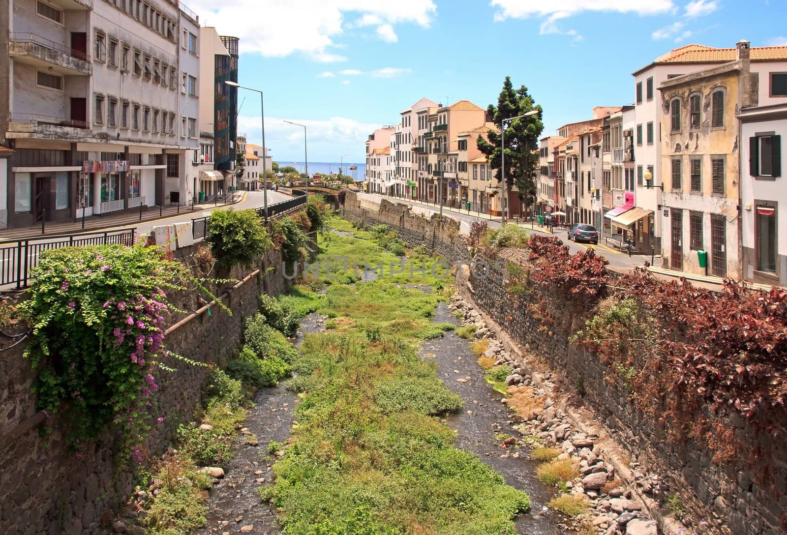 dry riverbed in Funchal during the summer season  Madeira