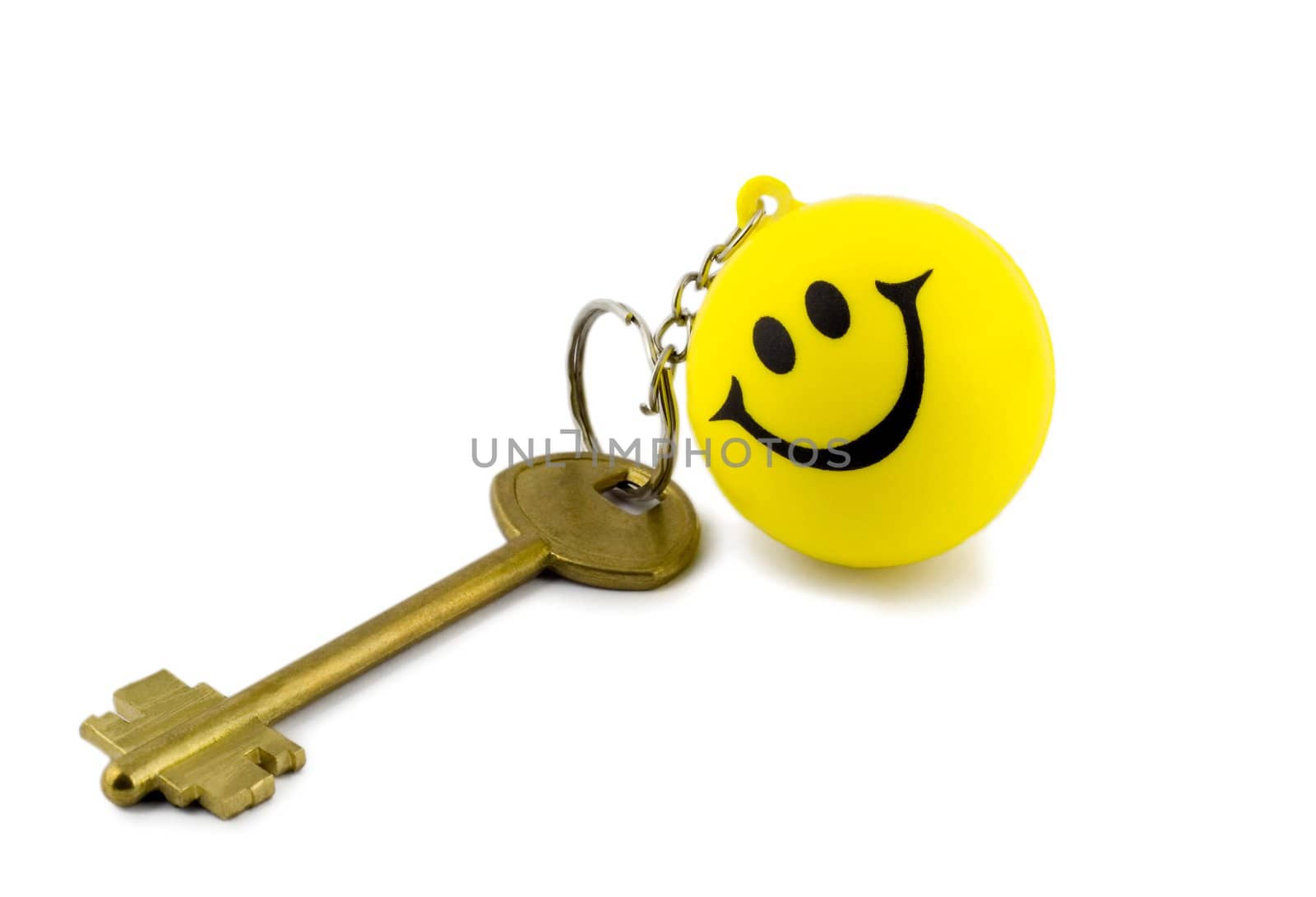key smile with shadow close-up isolated on white background