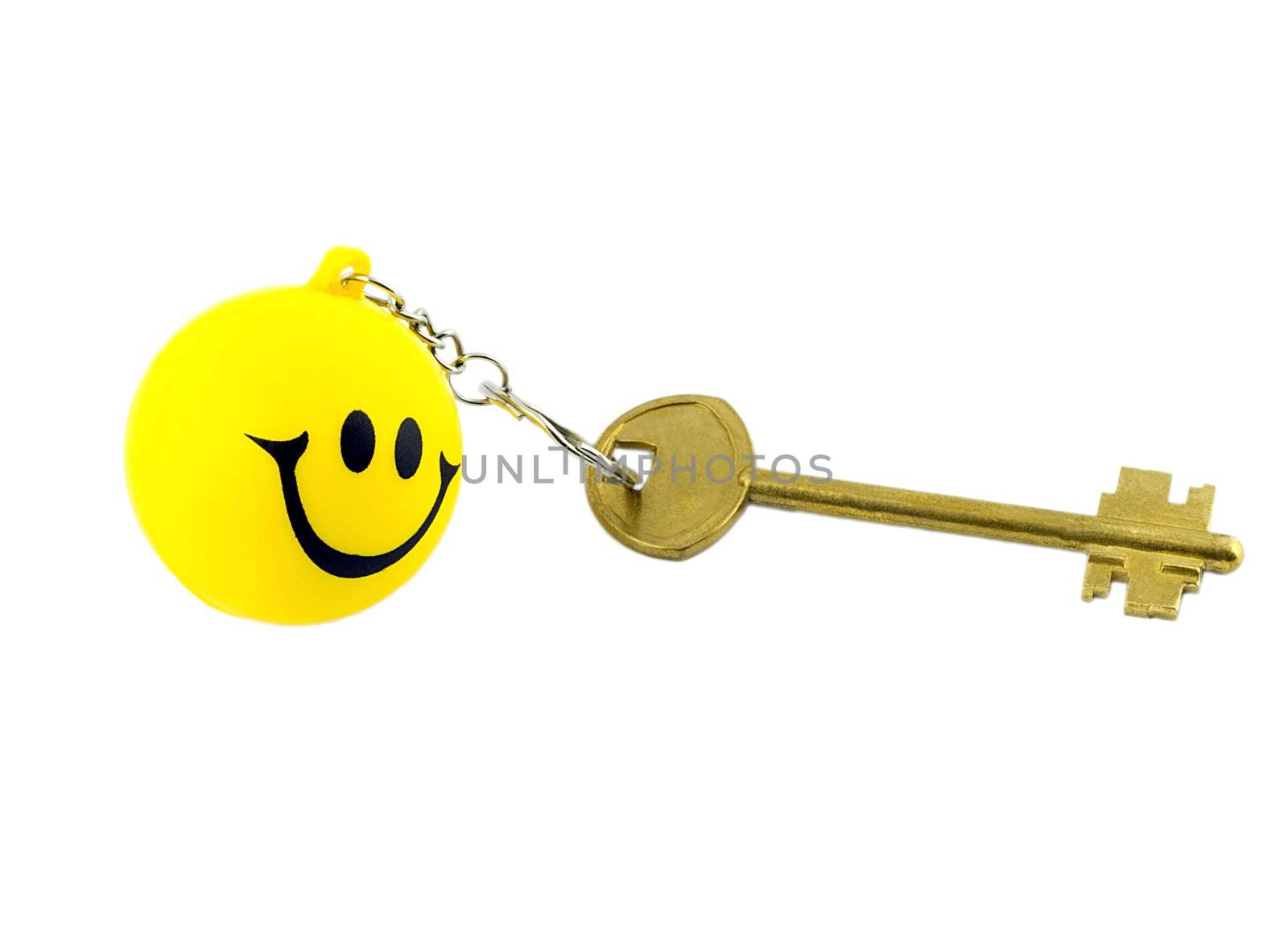 key on key ring smiles isolated on white background