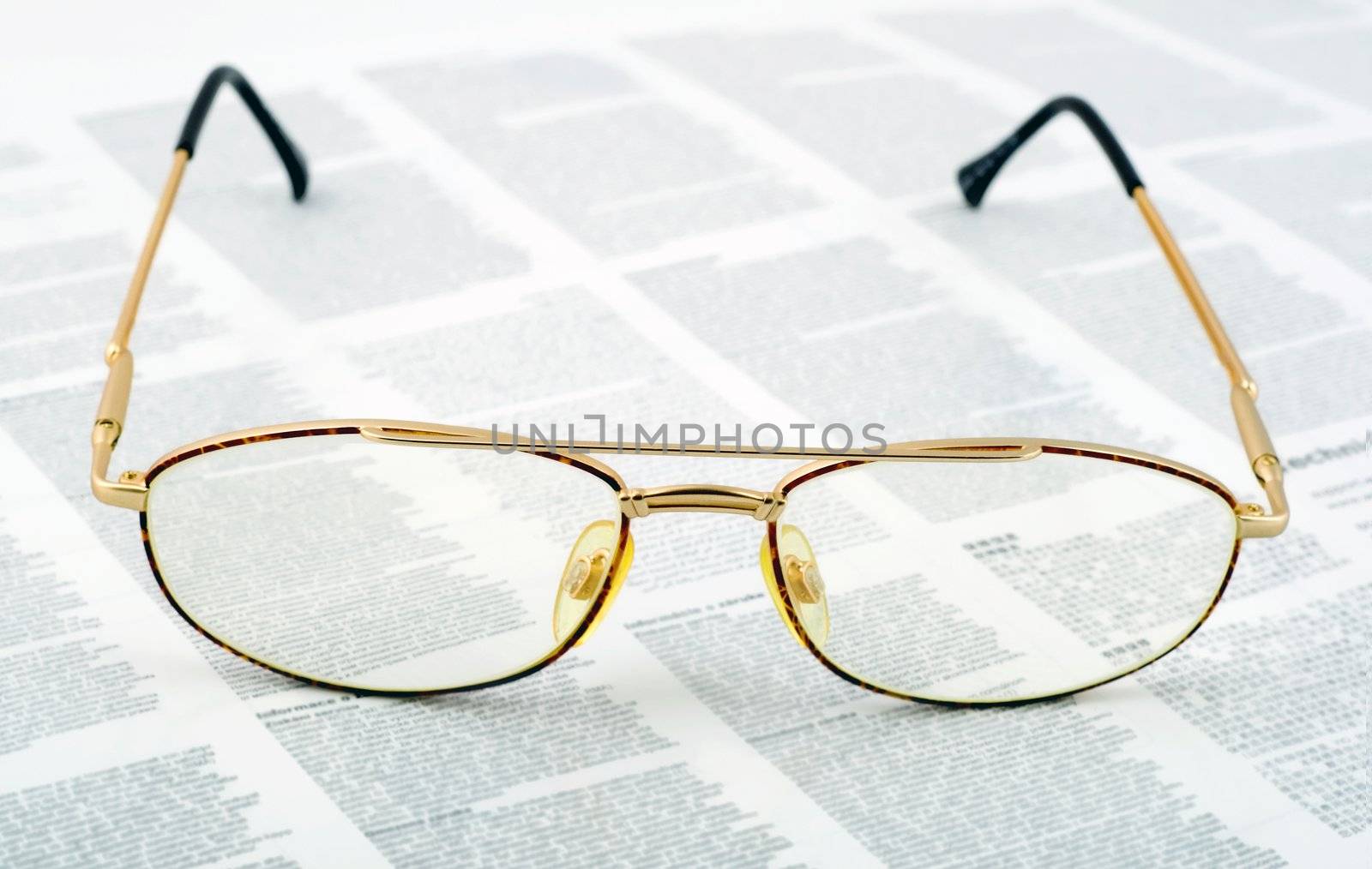 Glasses in document background