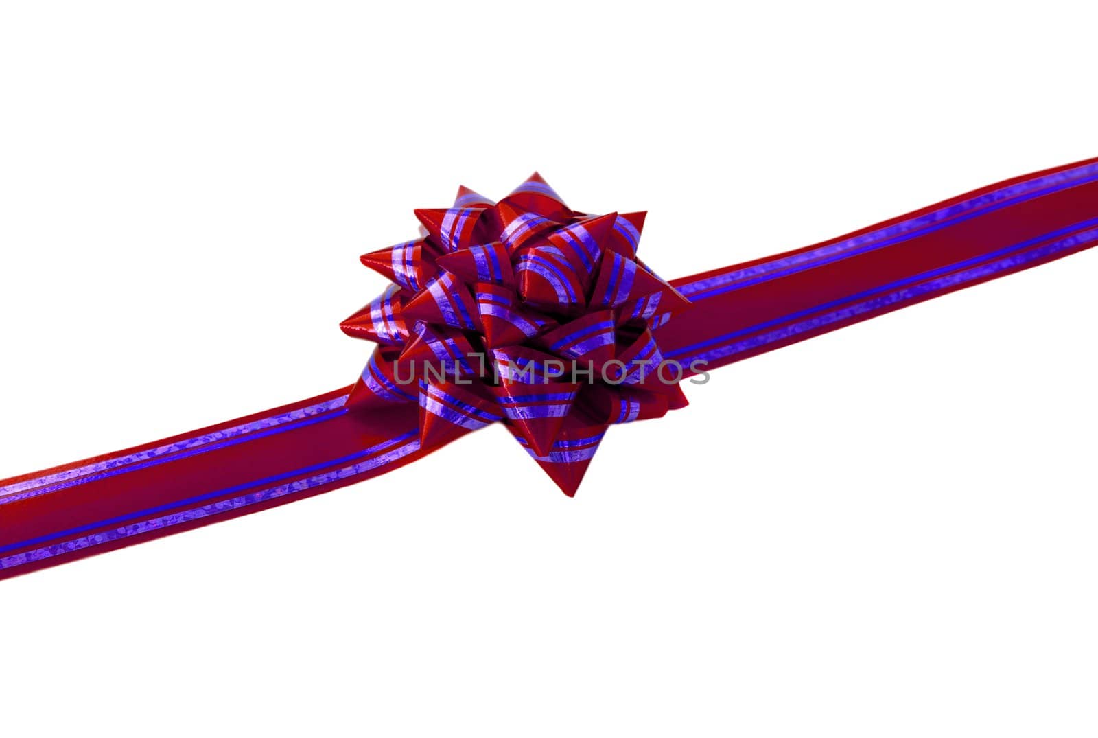 Gift ribbon and bow on a white background