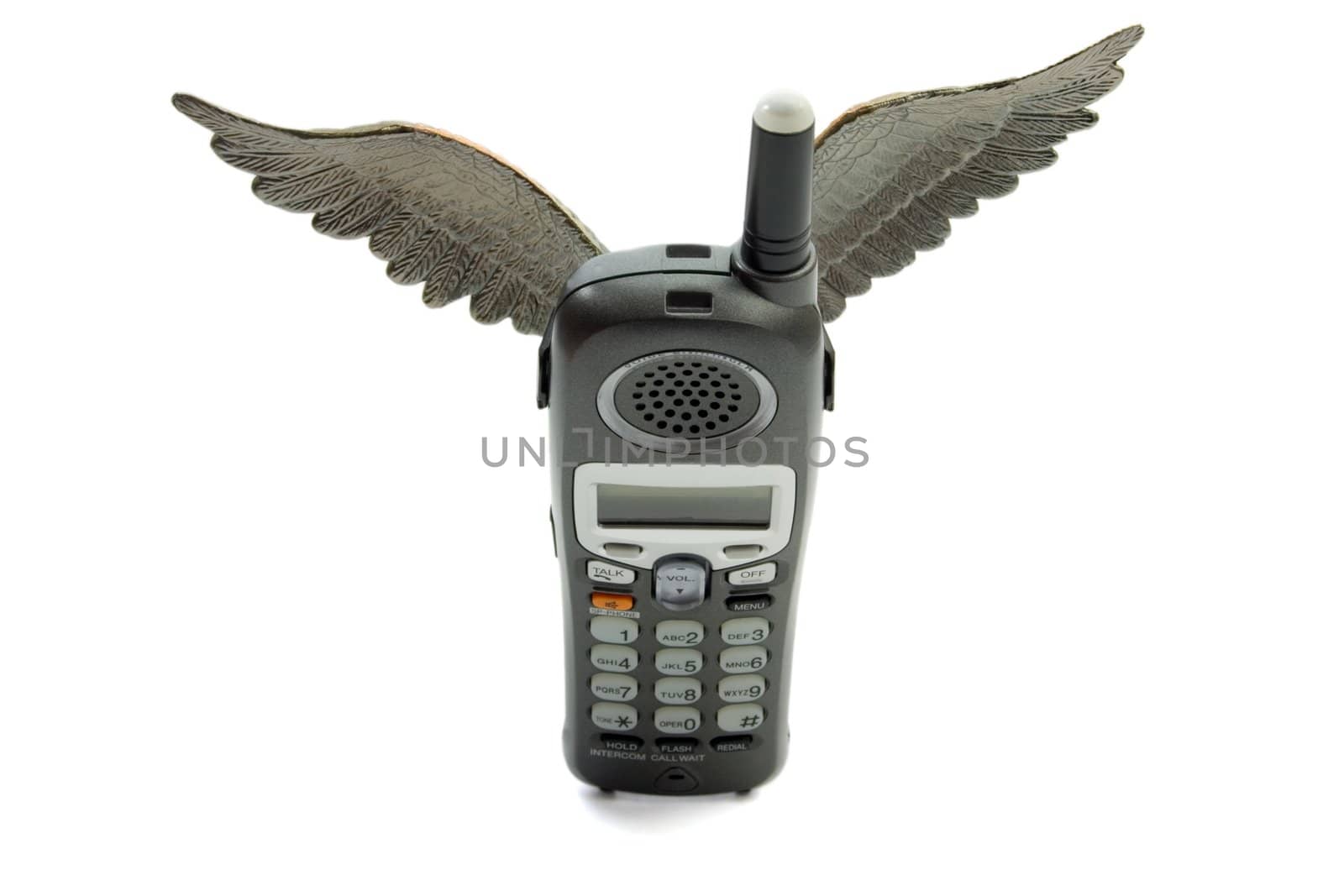 Flying Telephone,isolated on white background