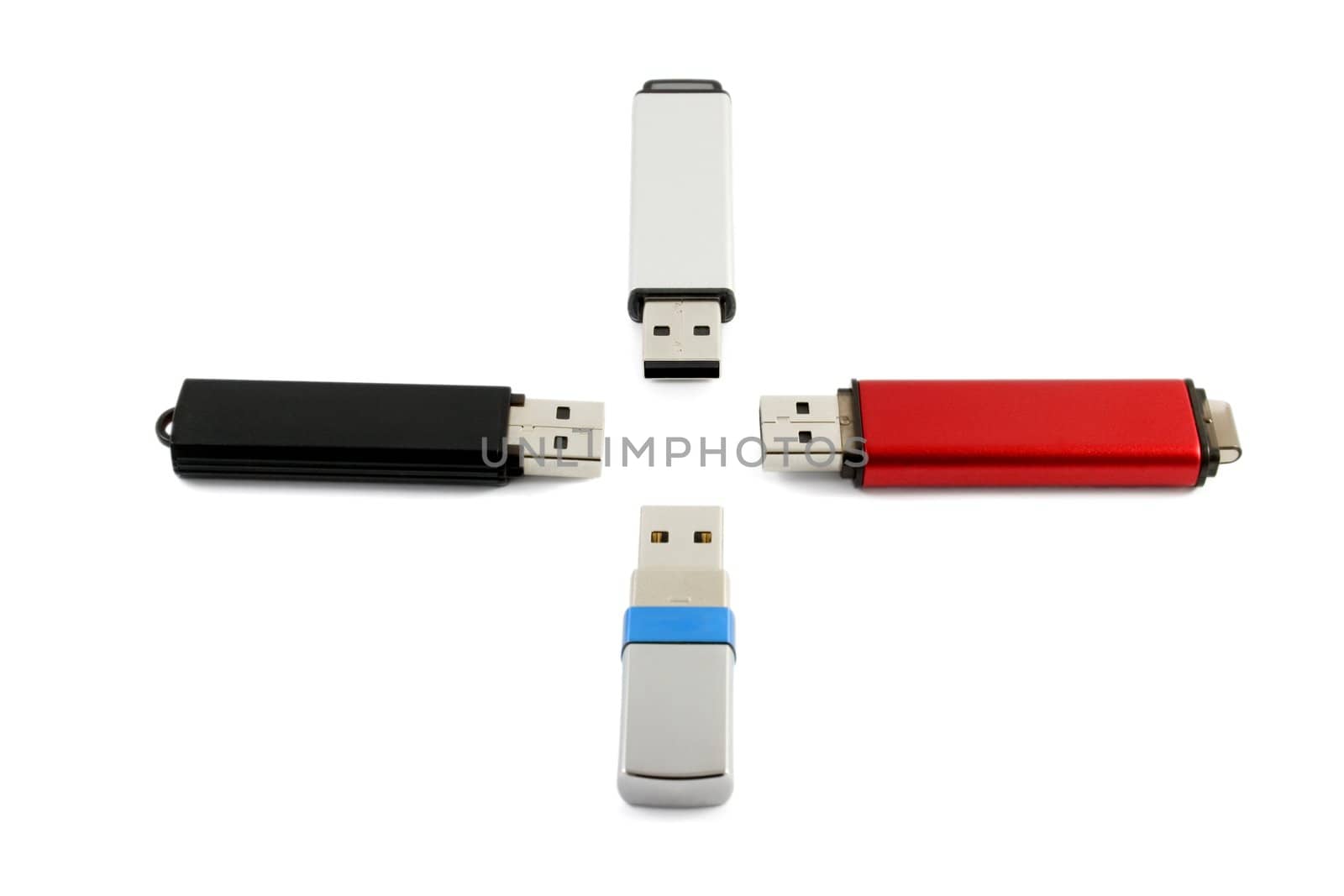 Flash drive connect close-up concepts isolated on white background