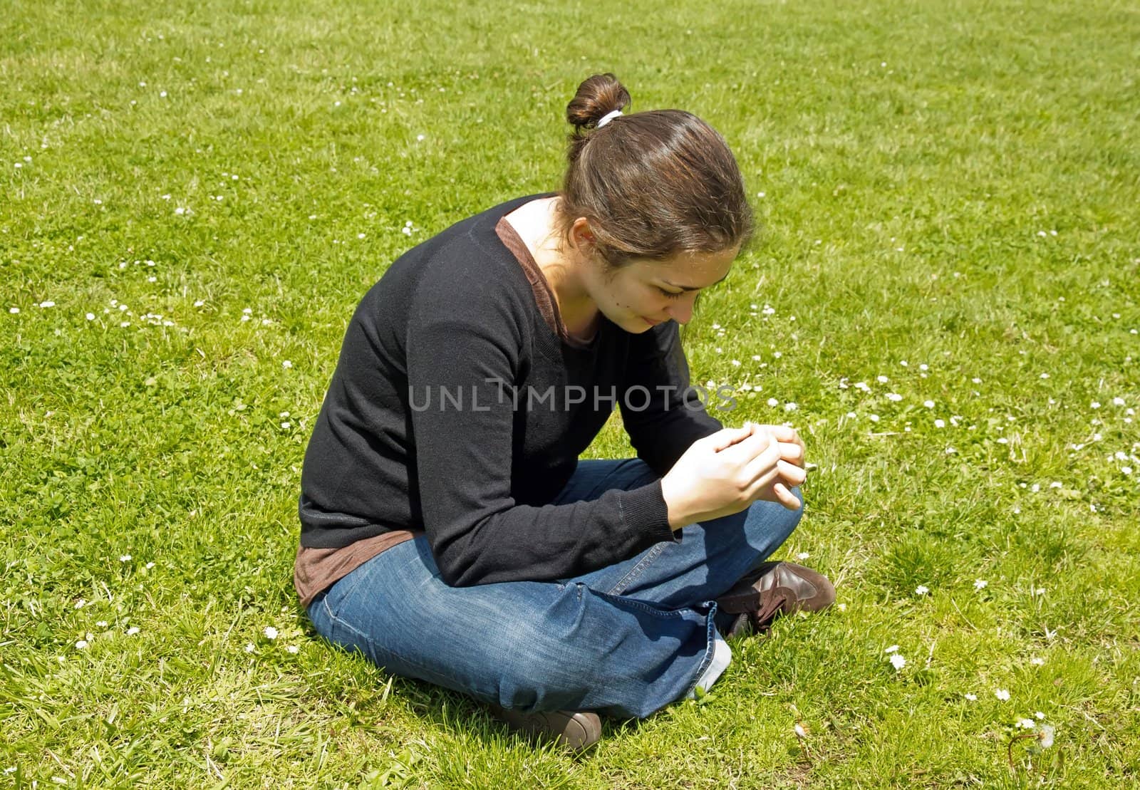 woman dreaming in a field of daisies by neko92vl