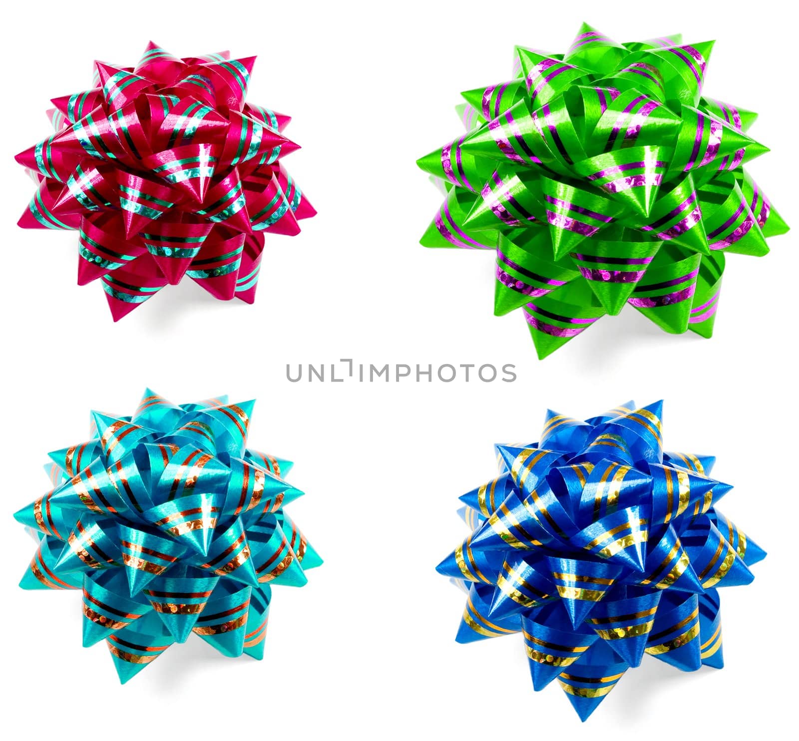 bow gift set isolated on white background.