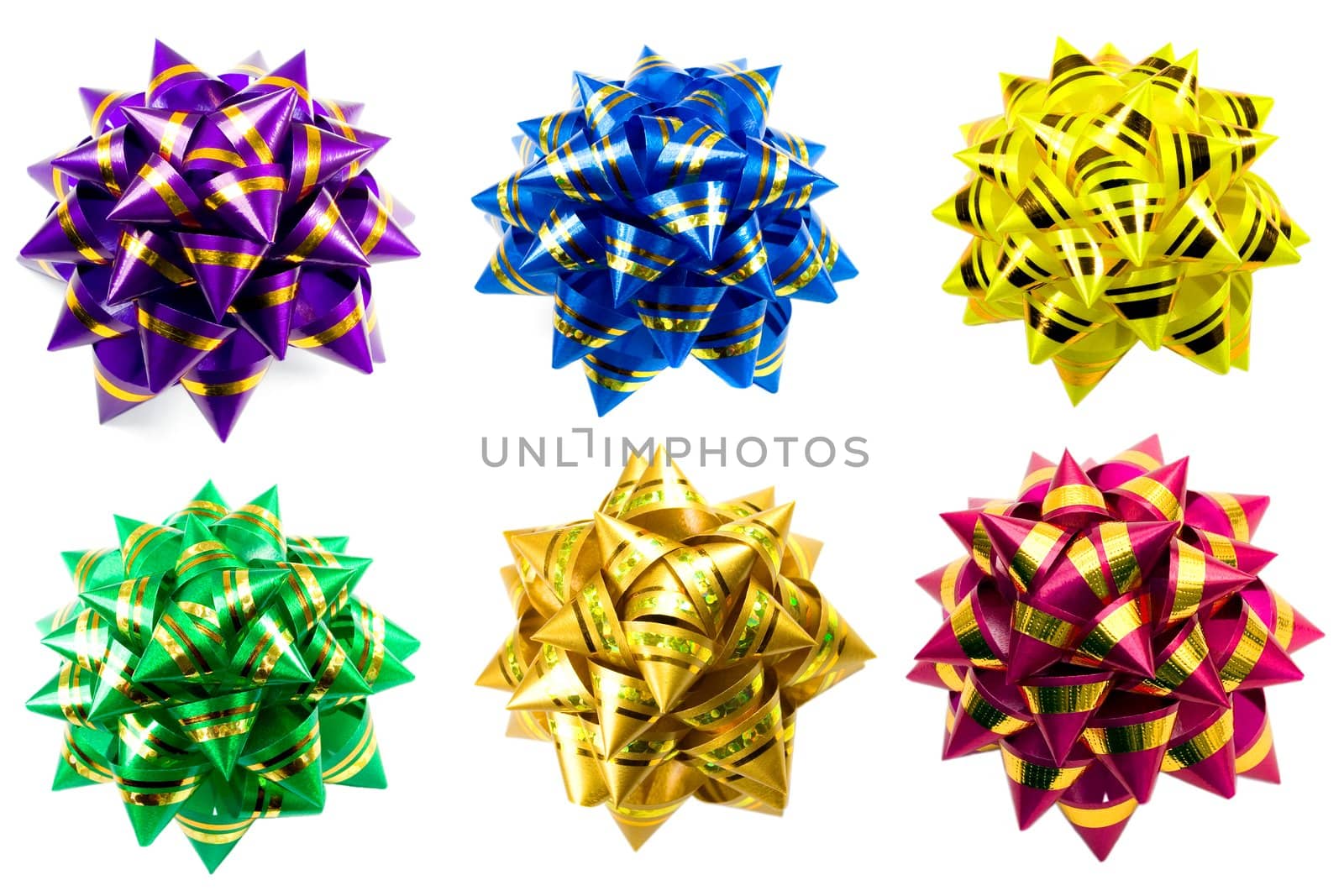 bow bows gift collection , close-up isolated on white background