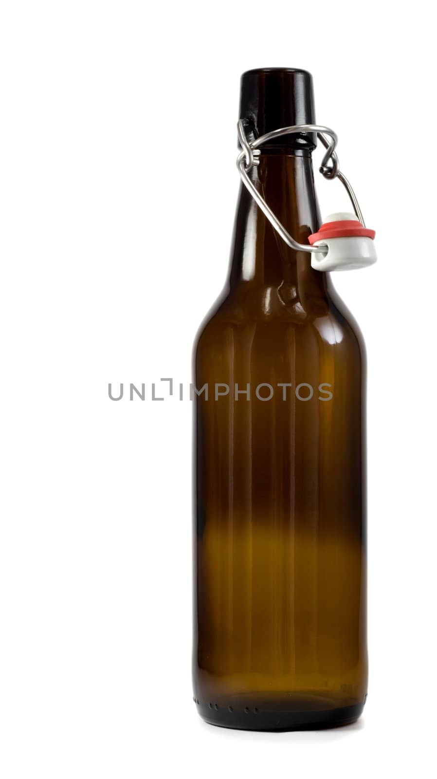 beer bottle glass isolated on white background