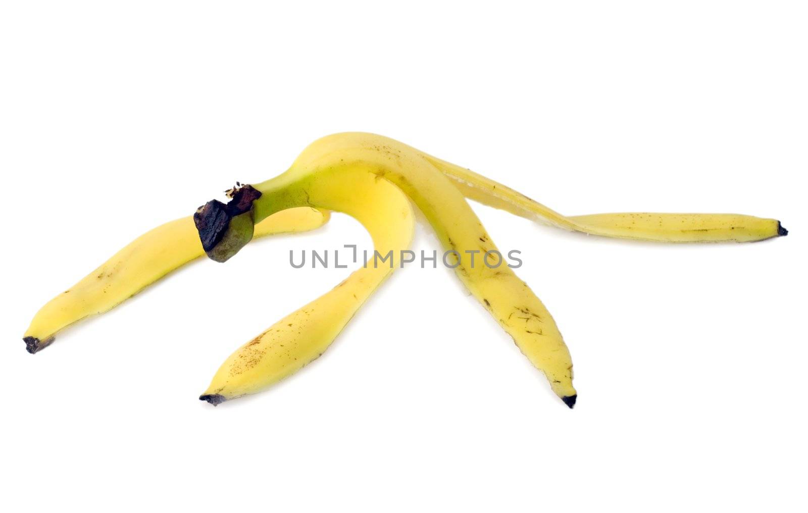 Banana peel , close-up isolated on white background