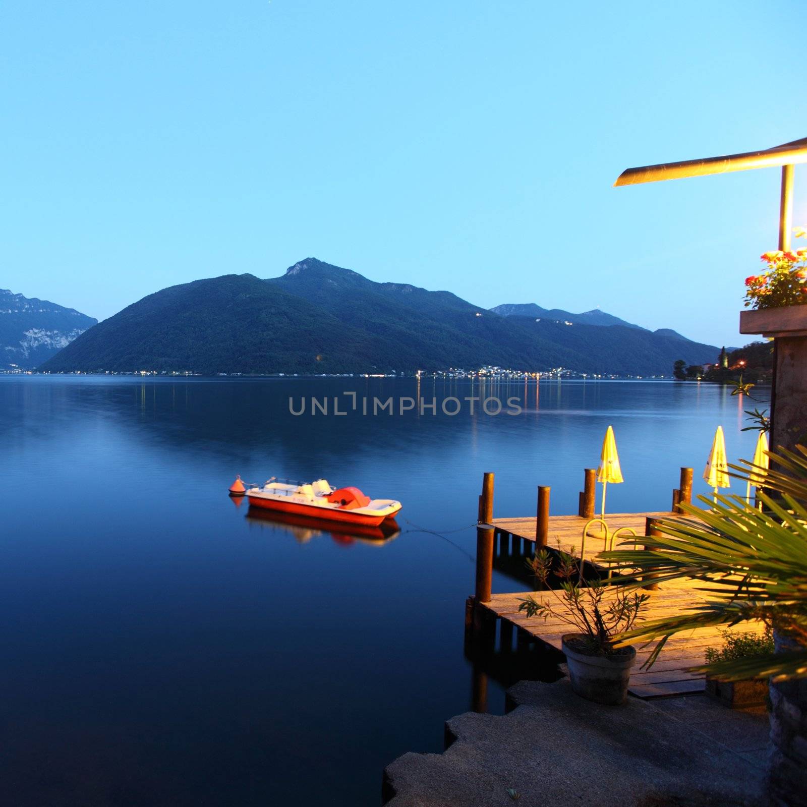 night lugano lake landscape