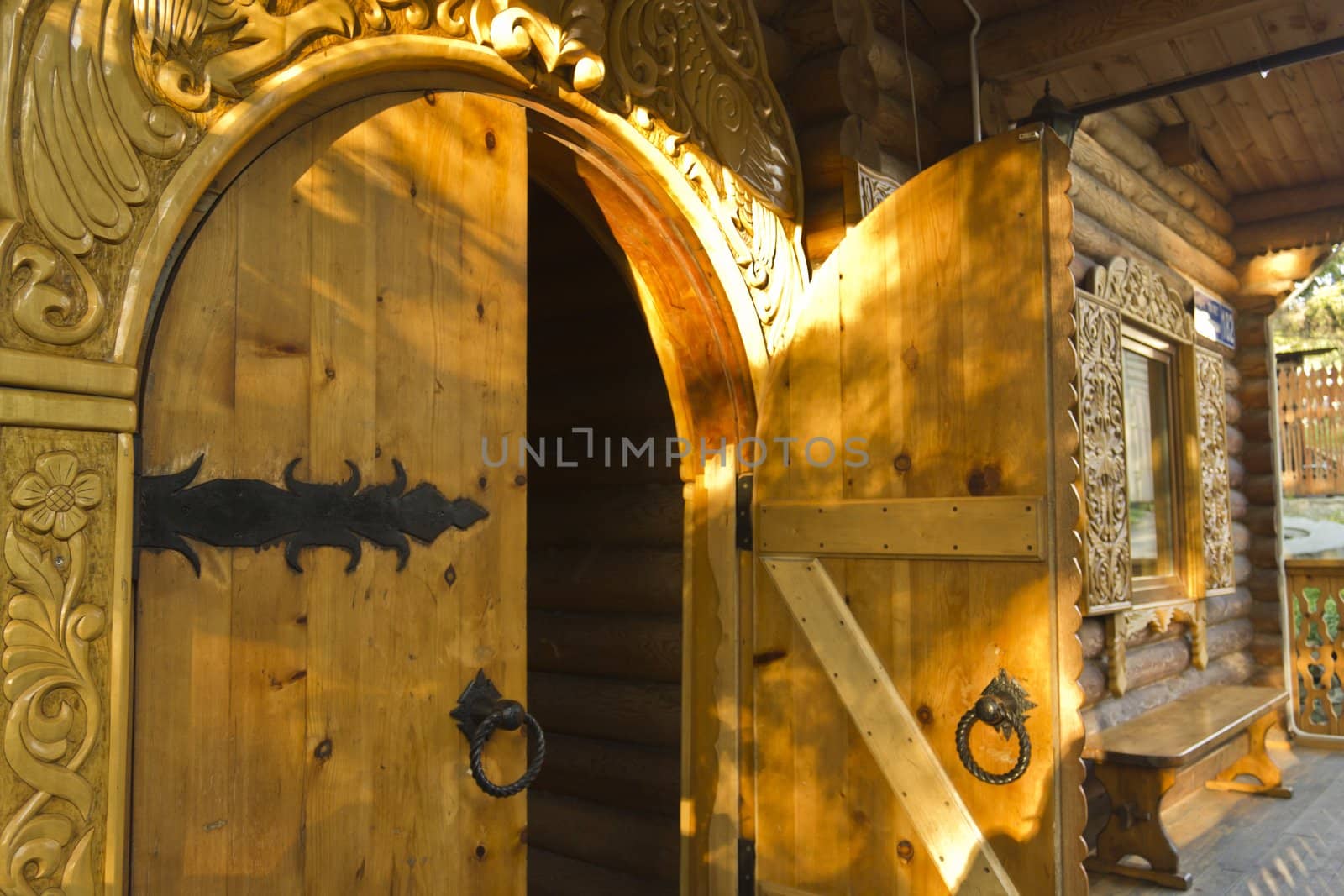Wooden door in the house by selezenj