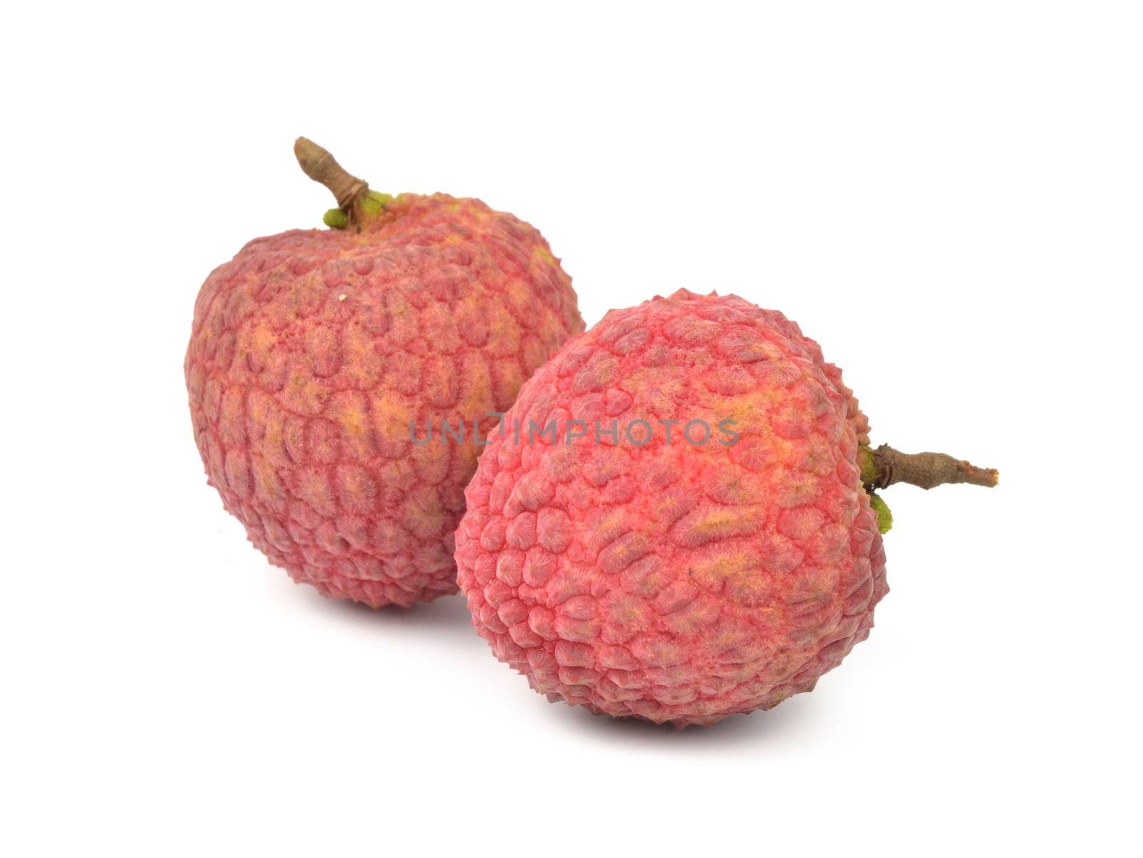 Fresh lychees isolated on white background