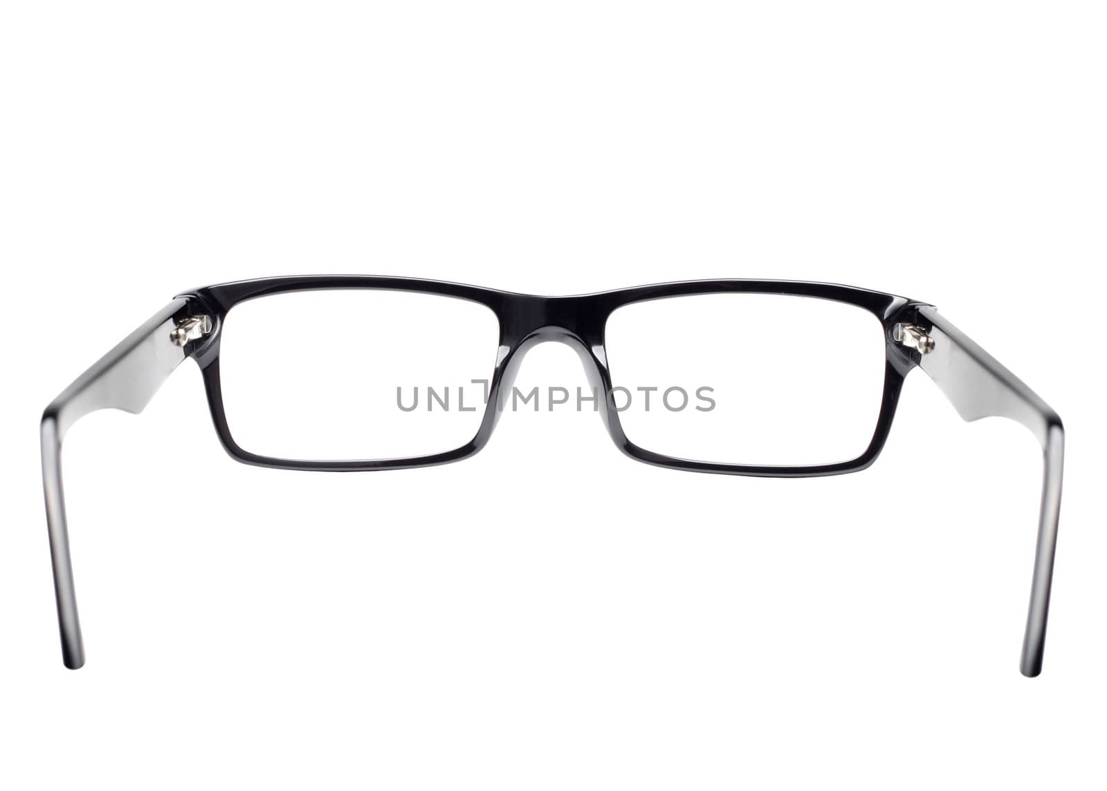 Classic black frame eye glasses seen from back view