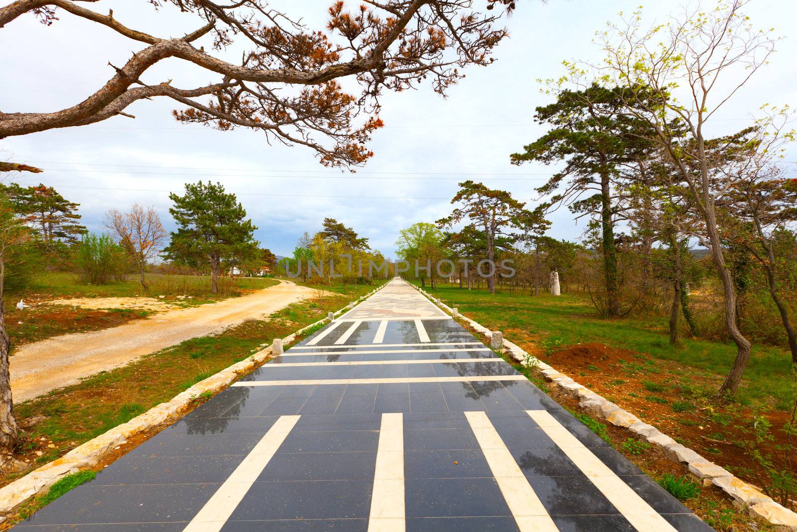 panel of sidewalk in Istria, Croatia